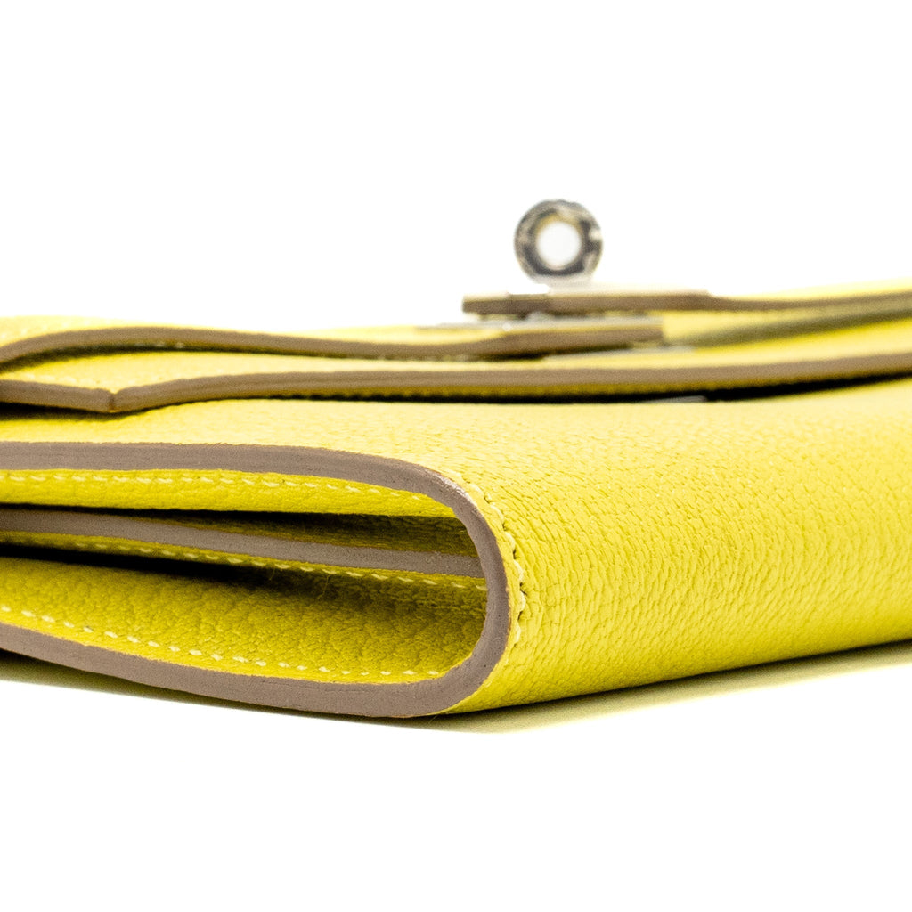 HERMES KELLY LONG WALLET CHEVRE MYSORE 9R LIME SHW