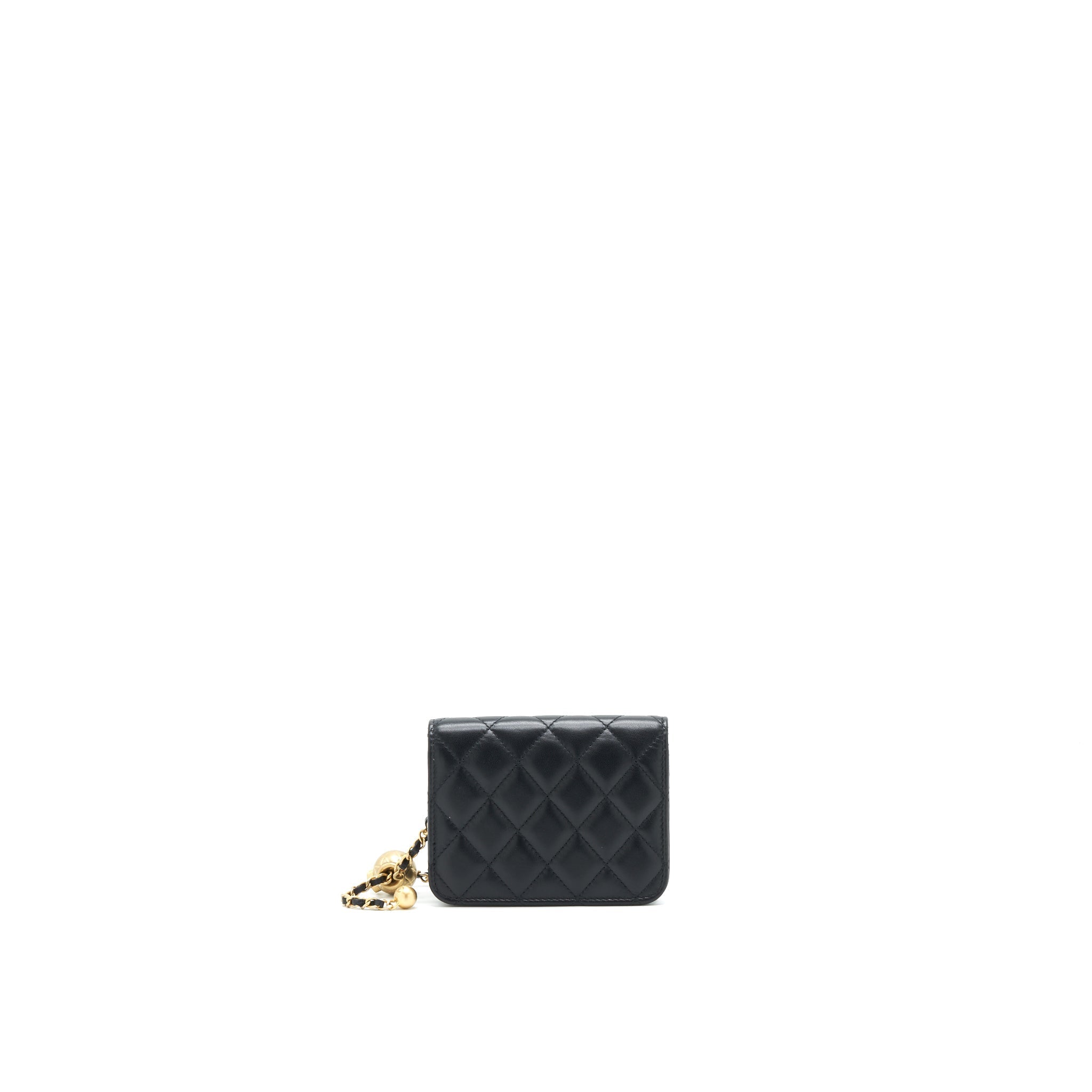 CHANEL PEARL CRUSH MINI BELT COINS PURSE/ CARD HOLDER BLACK GHW