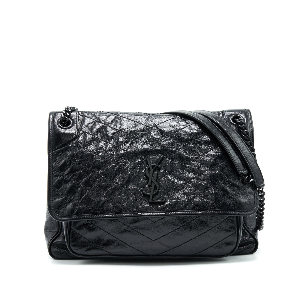 SAINT LAURENT NIKI LARGE BAG IN BLACK AND BLACK HARDWARE