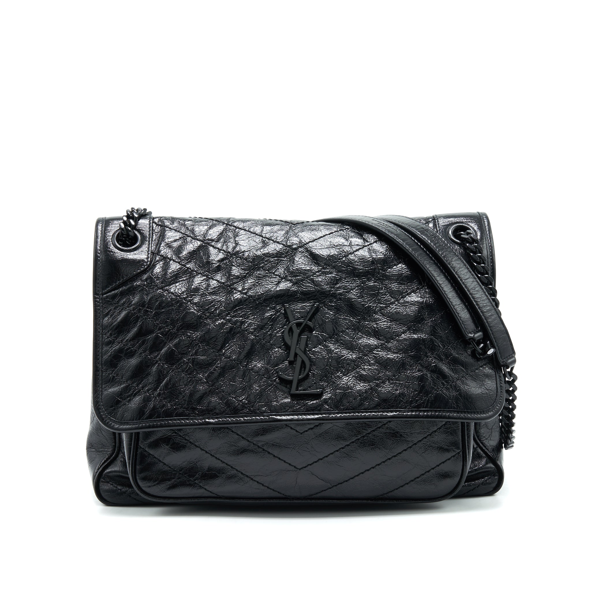 SAINT LAURENT NIKI LARGE BAG IN BLACK AND BLACK HARDWARE