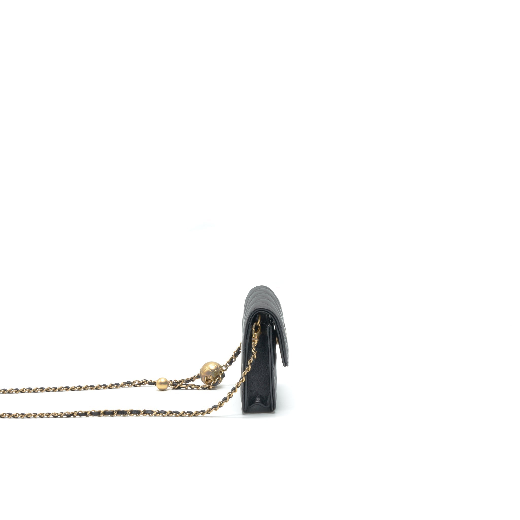 CHANEL PEARL CRUSH MINI BELT COINS PURSE/ CARD HOLDER BLACK GHW