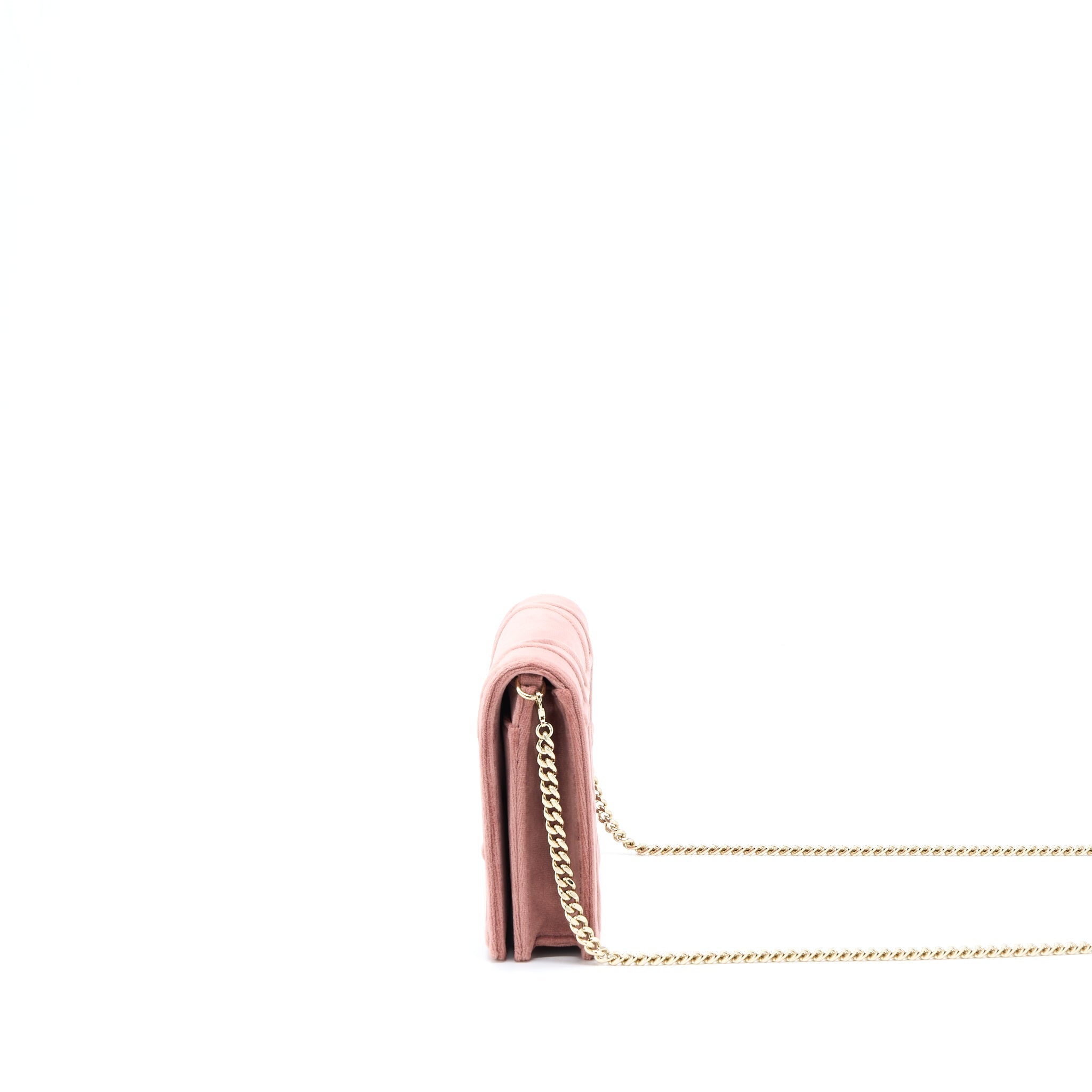 DIOR DIORMA WALLET ON CHAIN VELVET PINK GHW