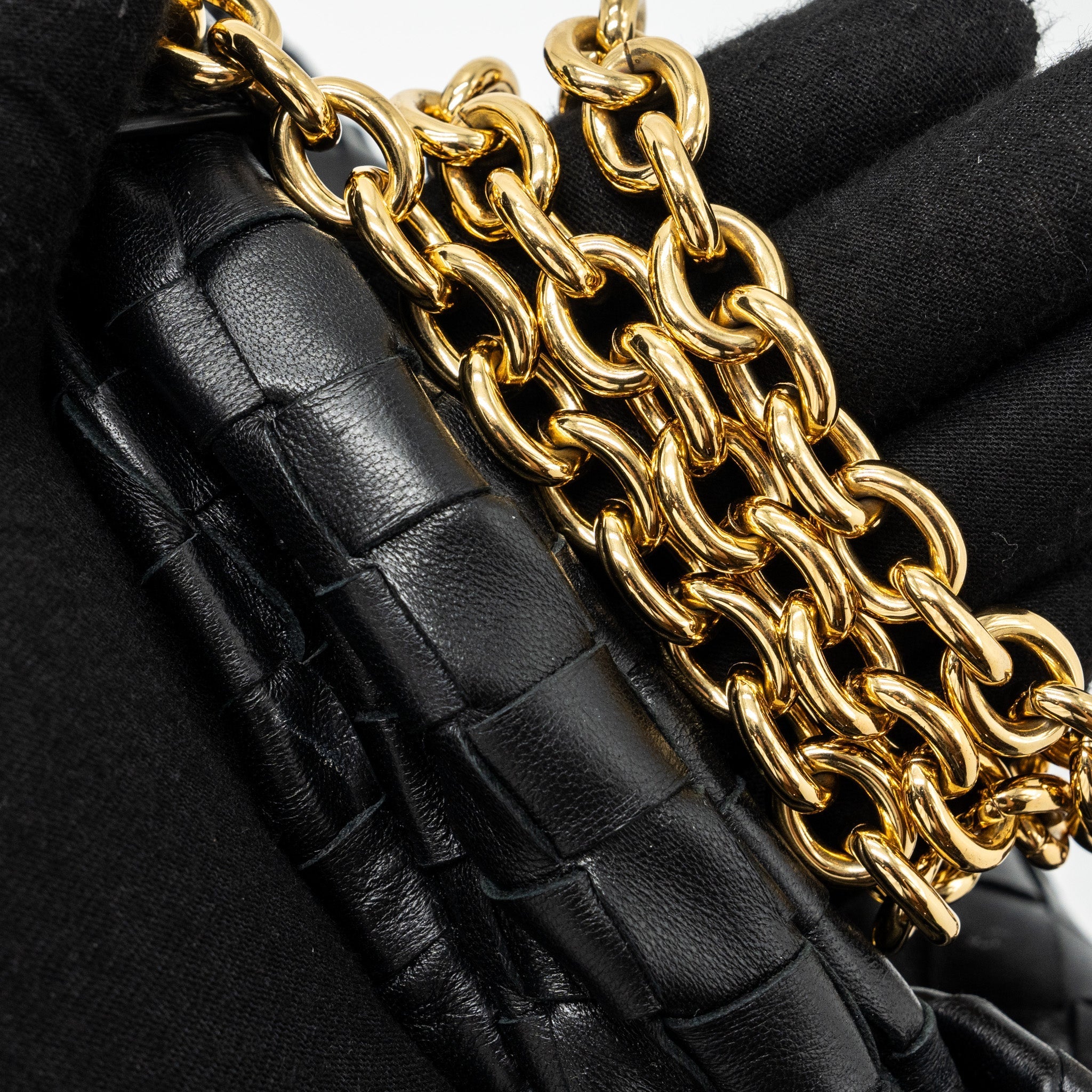 BOTTEGA VENETA MINI JODIE CHAIN BAG LAMBSKIN BLACK GHW