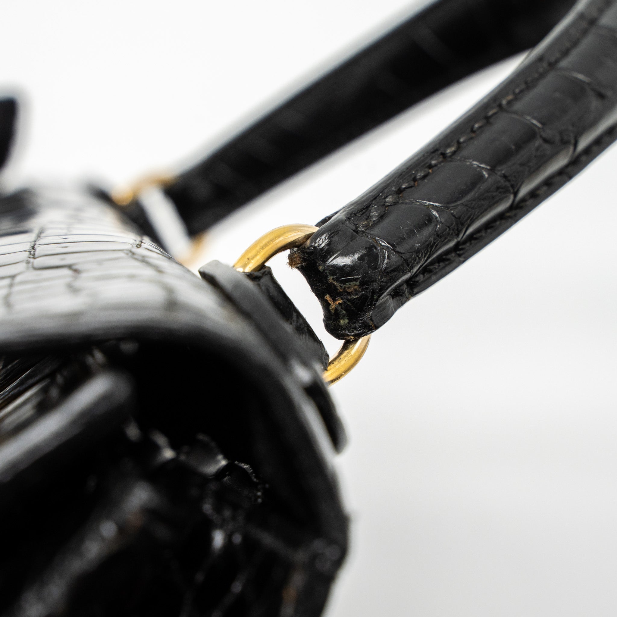 HERMES KELLY 32 SHINY CROCODILE POROSUS BLACK GHW