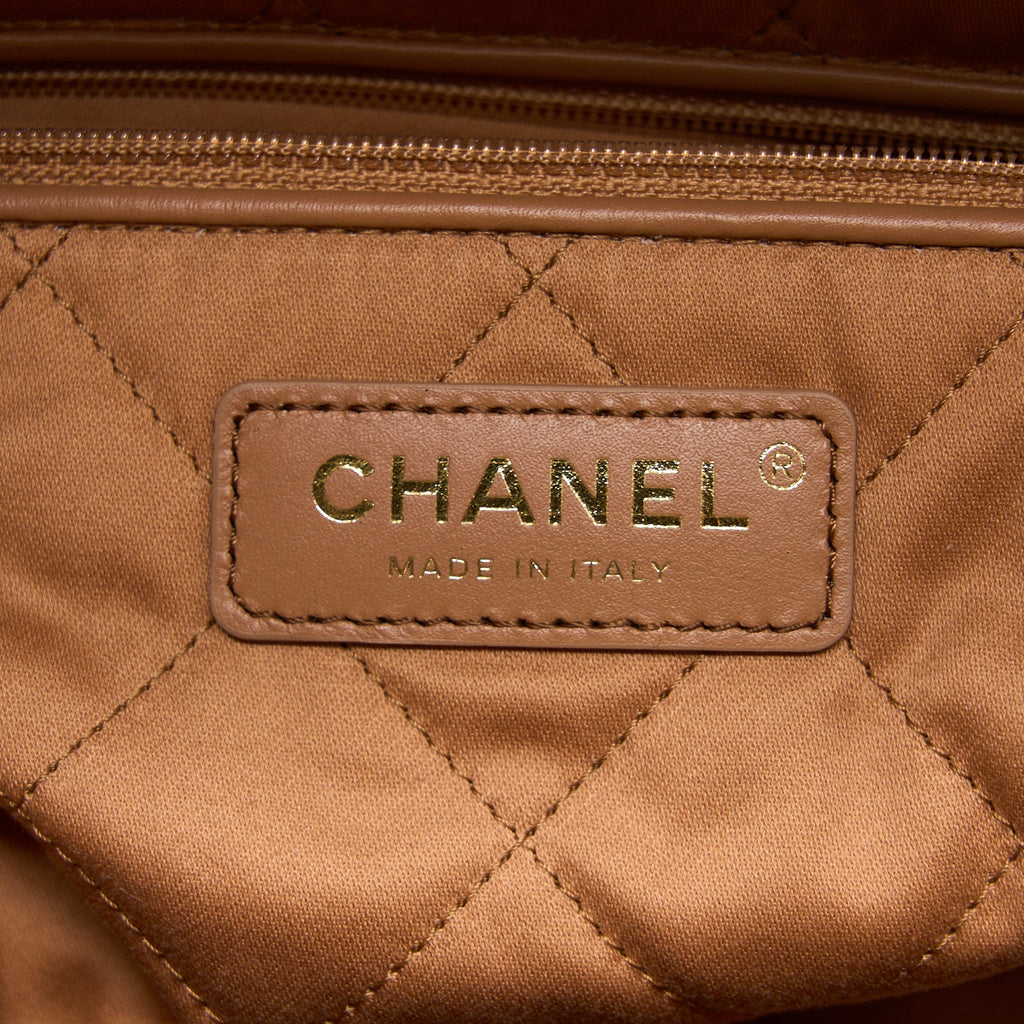 CHANEL SMALL 22 BAG SHINY CALFSKIN CARAMEL GHW (MICROCHIP)