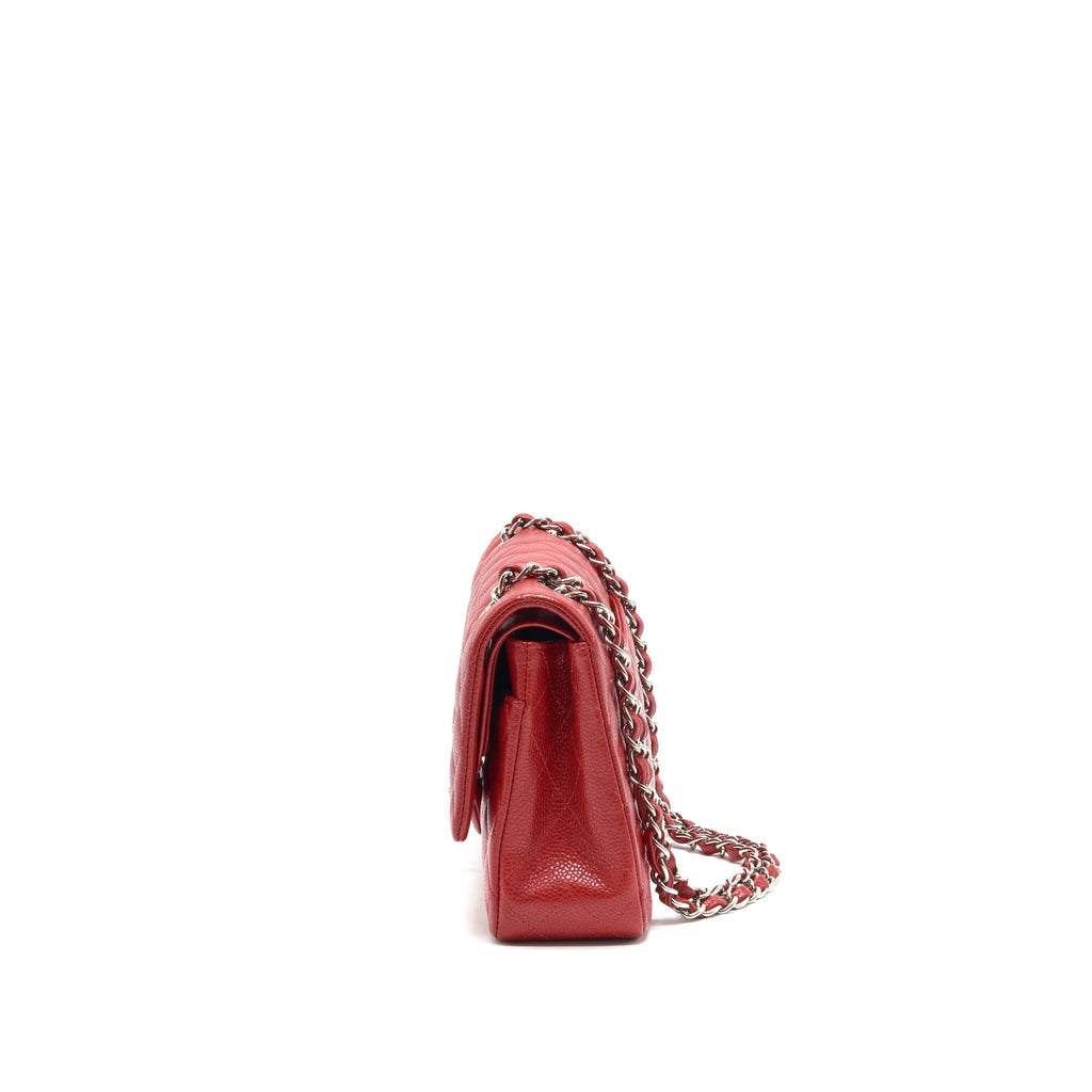 CHANEL MEDIUM CLASSIC DOUBLE FLAP CAVIAR RED SHW