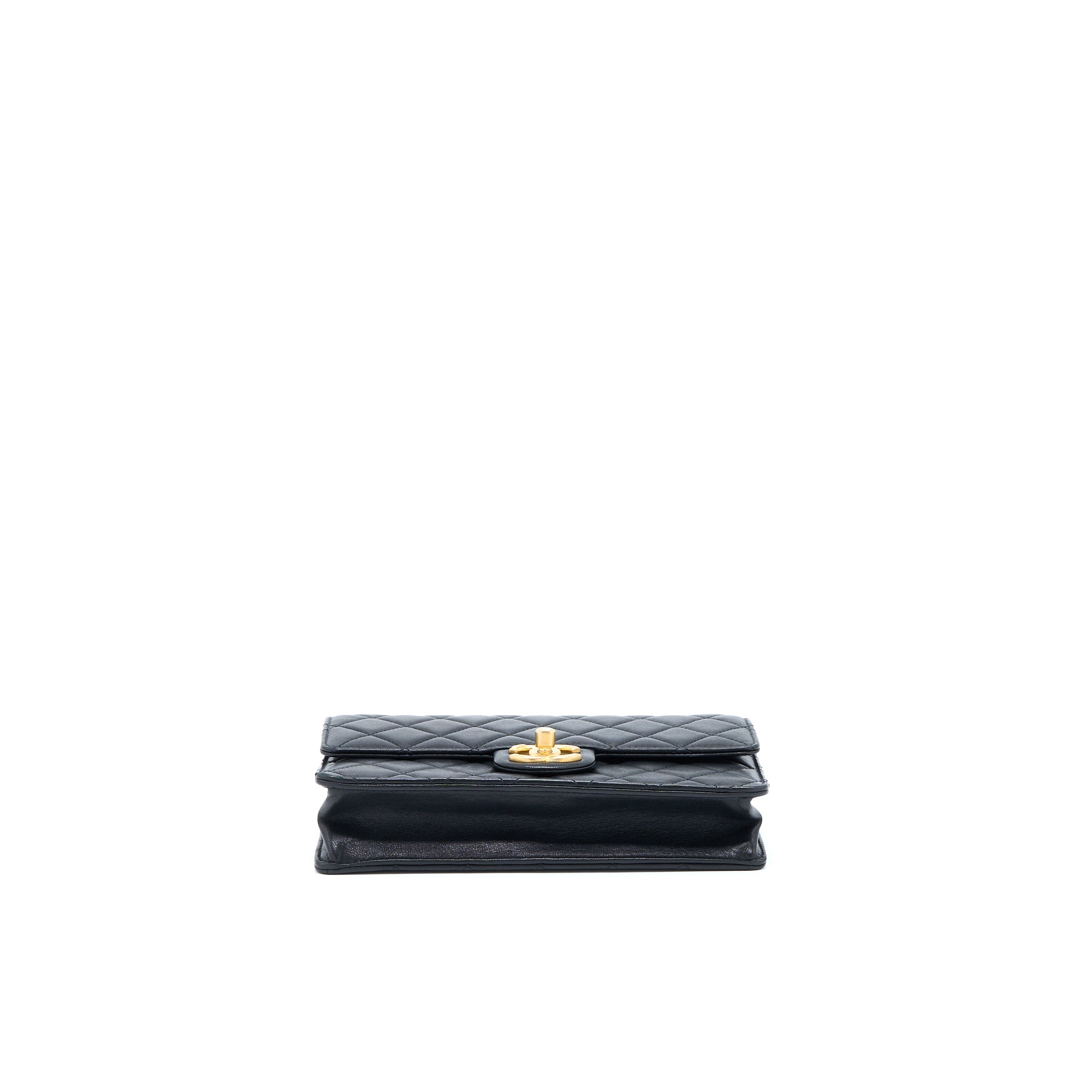 CHANEL QUILTED FLAP BAG WITH PEARL LAMBSKIN BLACK BRUSHED GHW