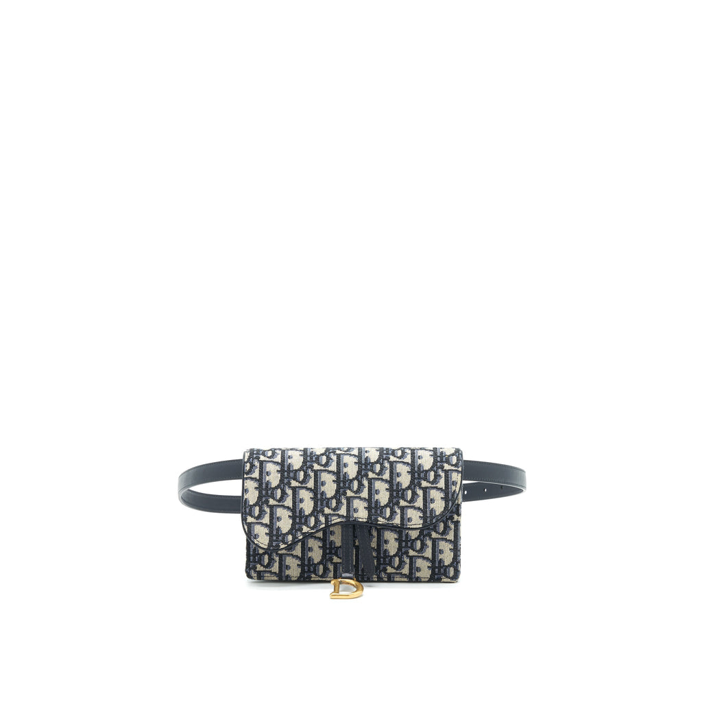 DIOR SADDLE BELT POUCH BLUE OBLIQUE JACQUARD