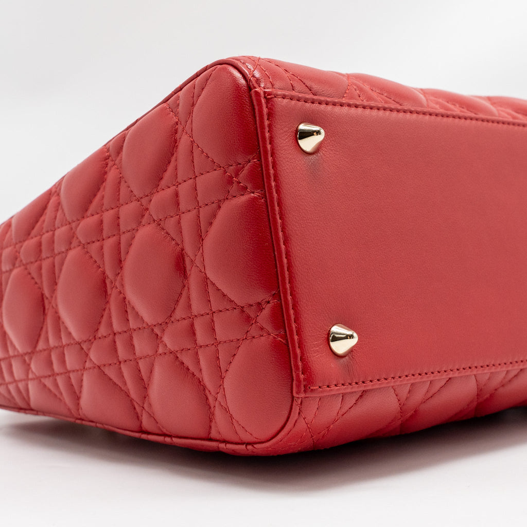 DIOR MEDIUM LADY DIOR LAMBSKIN RED LGHW