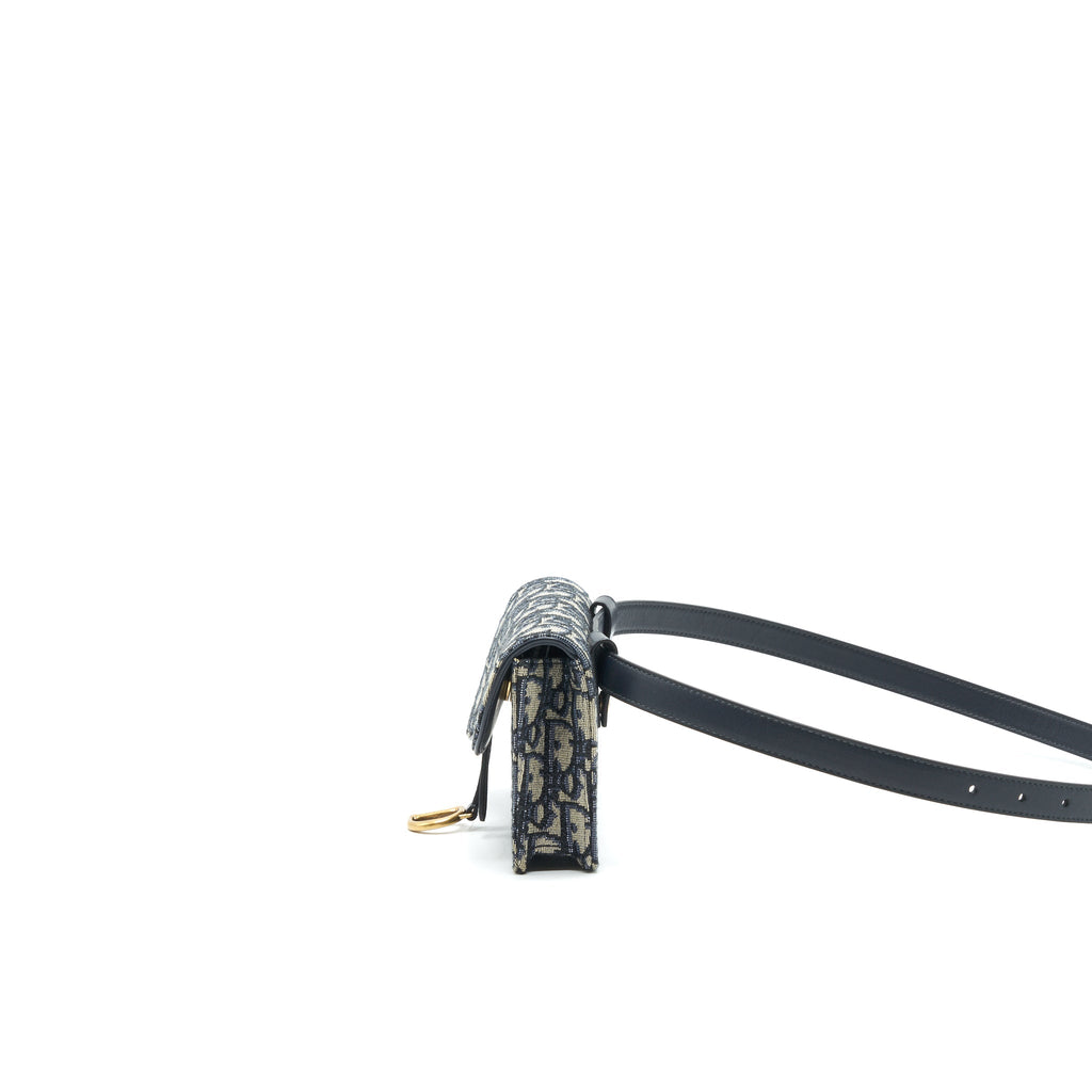 DIOR SADDLE BELT POUCH BLUE OBLIQUE JACQUARD