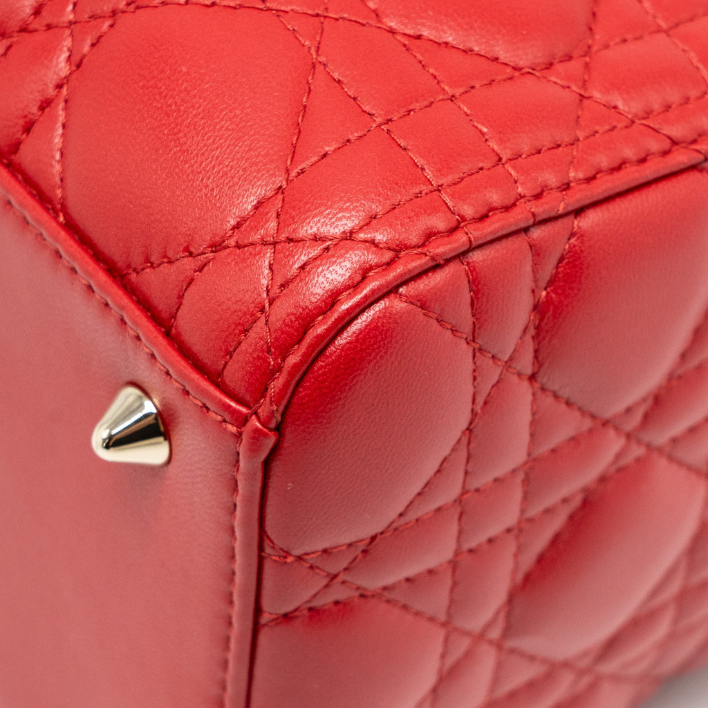 DIOR MEDIUM LADY DIOR LAMBSKIN RED LGHW