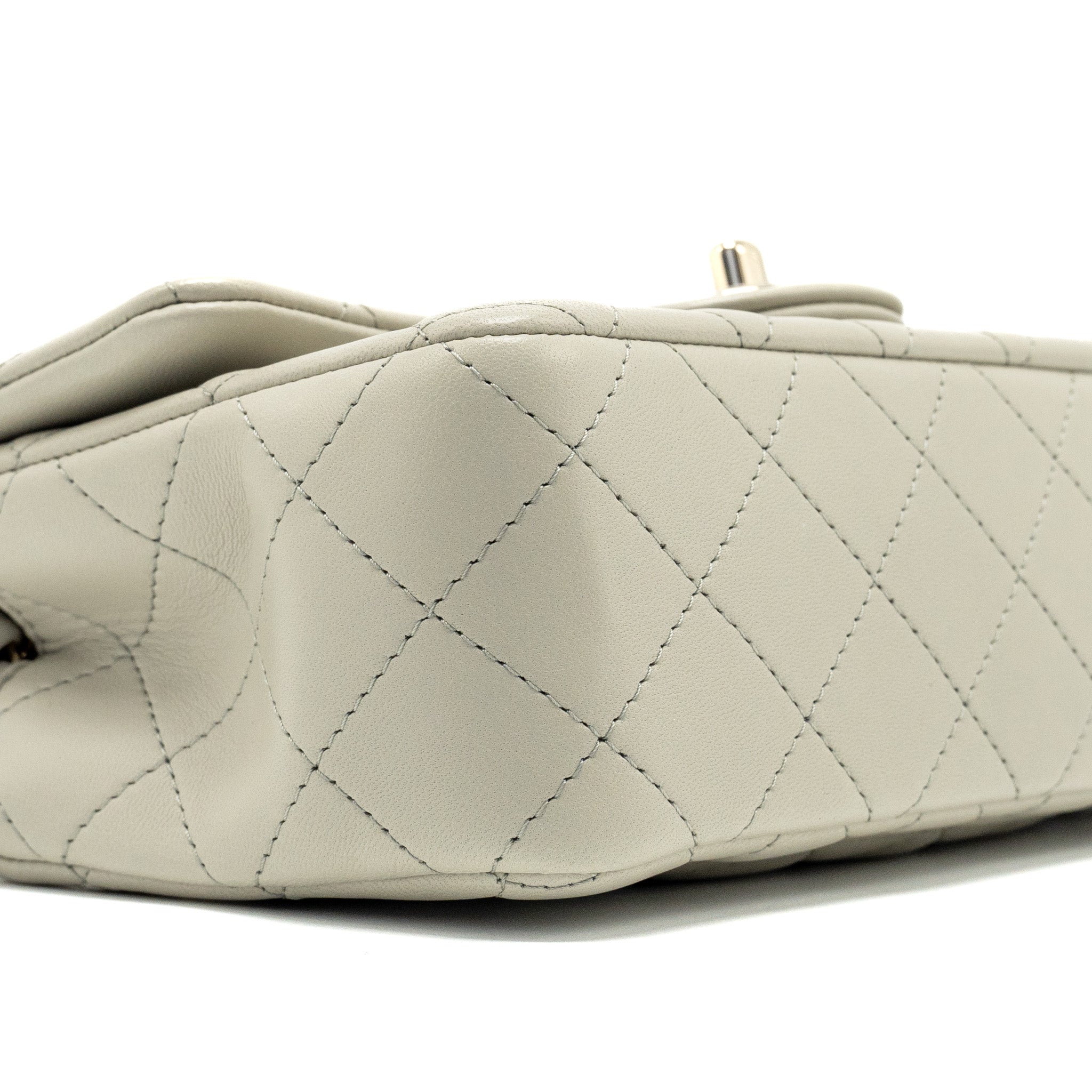 CHANEL 22C MINI RECTANGULAR FLAP BAG LAMBSKIN GREY LGHW (MICROCHIP)