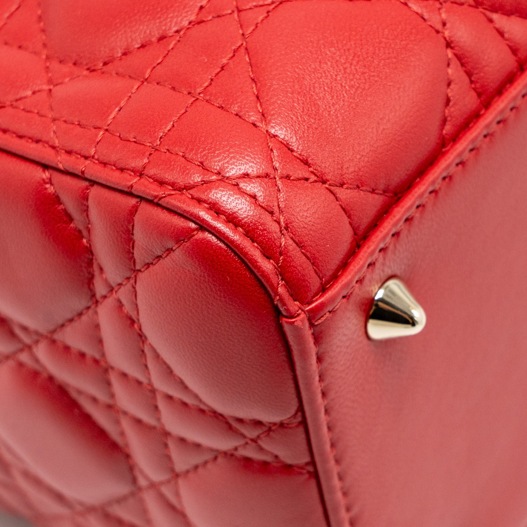 DIOR MEDIUM LADY DIOR LAMBSKIN RED LGHW