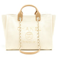 CHANEL DEAUVILLE TOTE BAG IN CREAMY WHITE/ BEIGE GHW