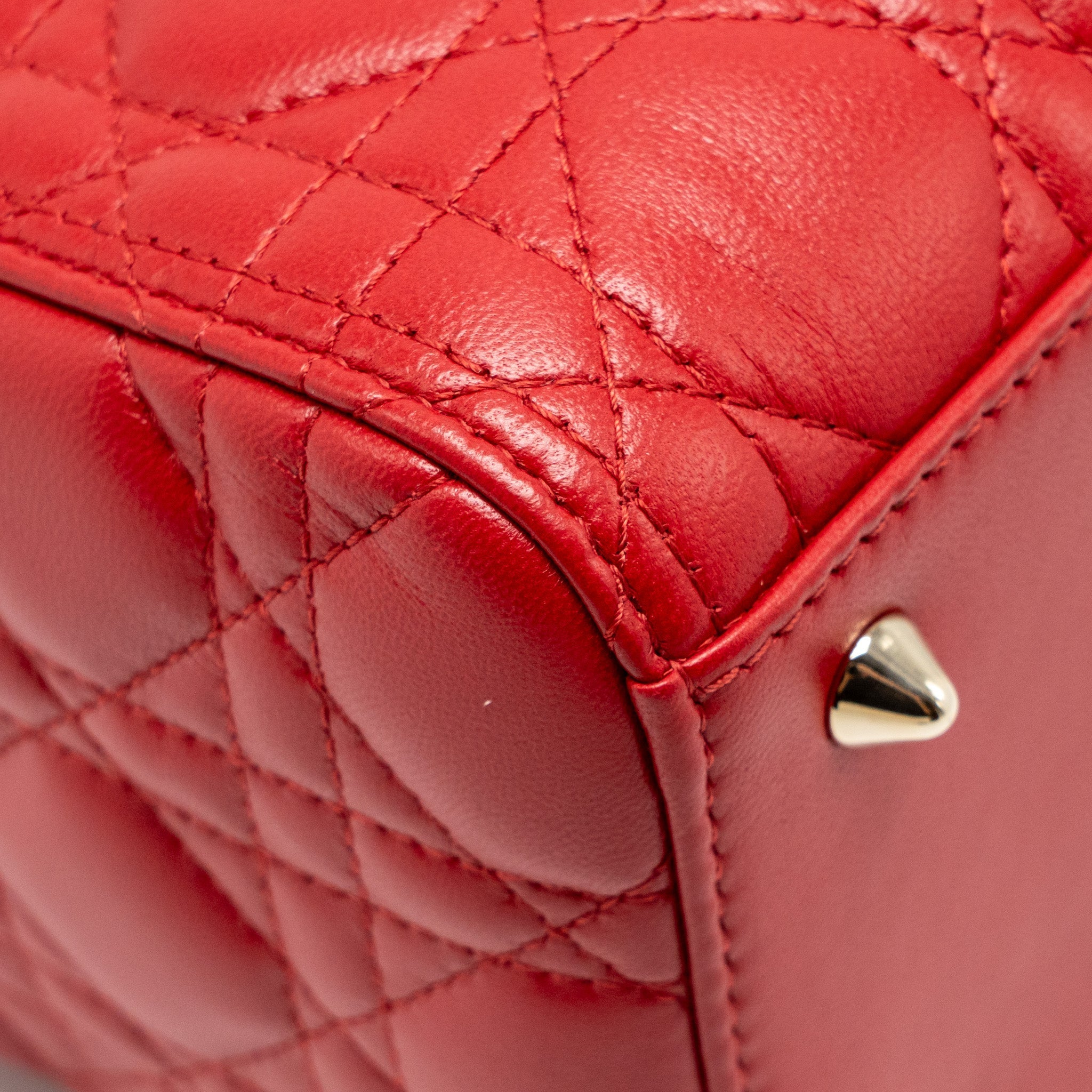 DIOR MEDIUM LADY DIOR LAMBSKIN RED LGHW