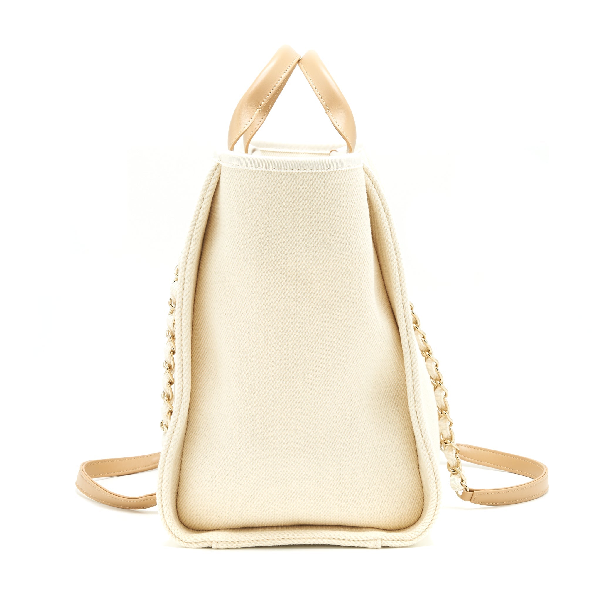 CHANEL DEAUVILLE TOTE BAG IN CREAMY WHITE/ BEIGE GHW
