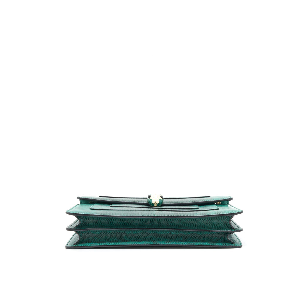 BVLGARI SERPENTI FOREVER SHOULDER BAG FOREST EMERALD GREEN SHINY KARUNG SKIN