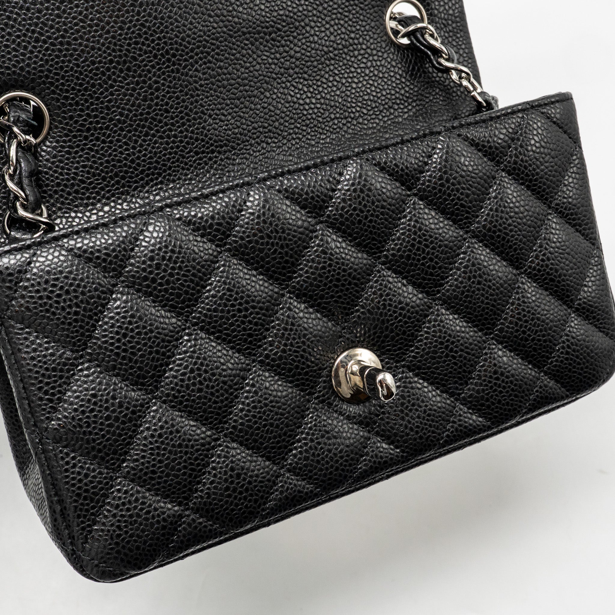 CHANEL MINI RECTANGULAR FLAP BAG CAVIAR BLACK SHW