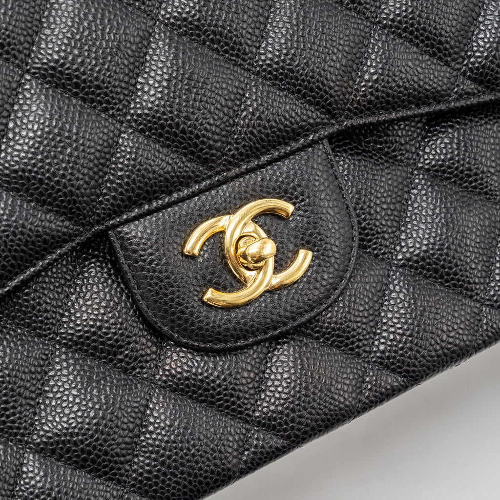 CHANEL JUMBO CLASSIC DOUBLE FLAP BAG CAVIAR BLACK GHW