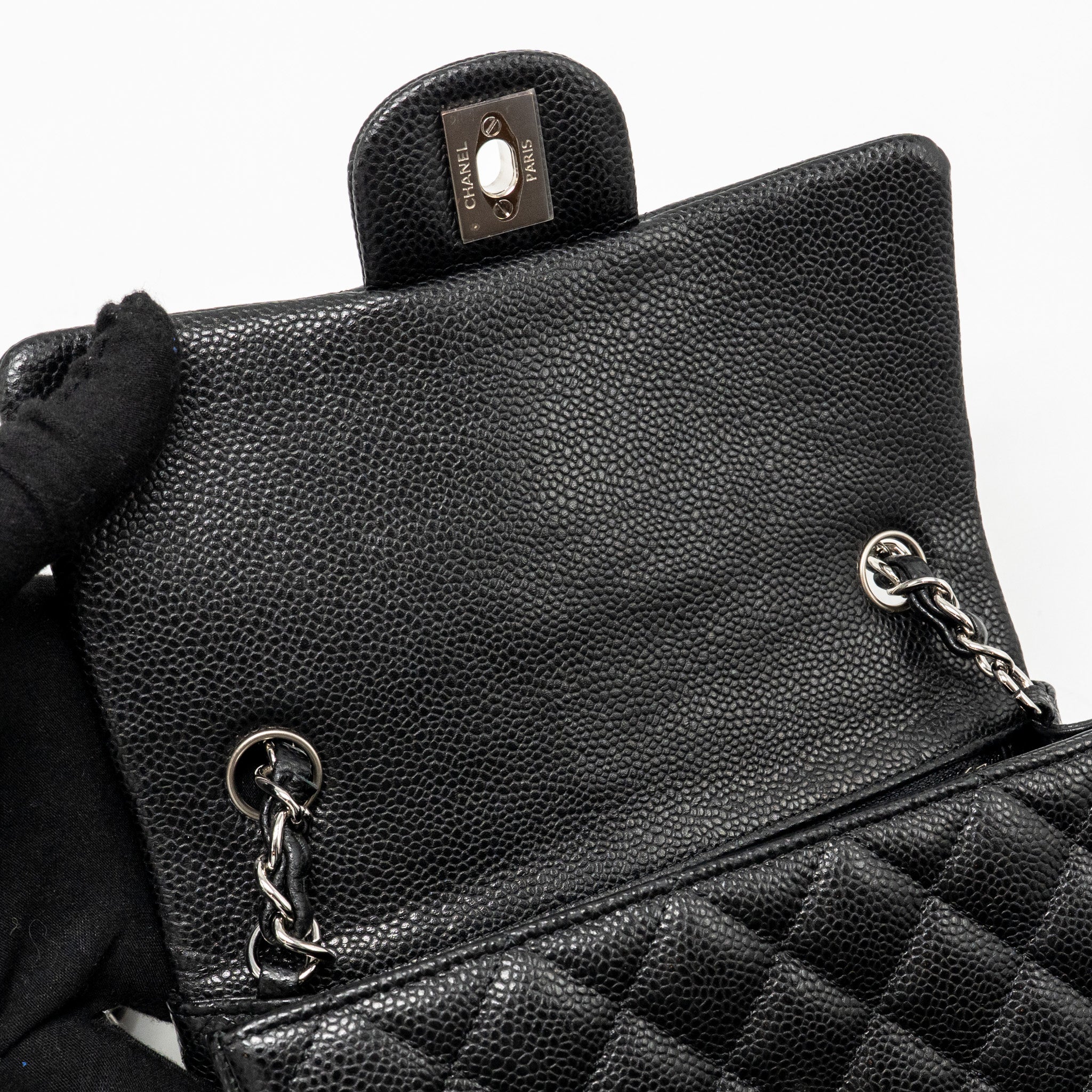 CHANEL MINI RECTANGULAR FLAP BAG CAVIAR BLACK SHW