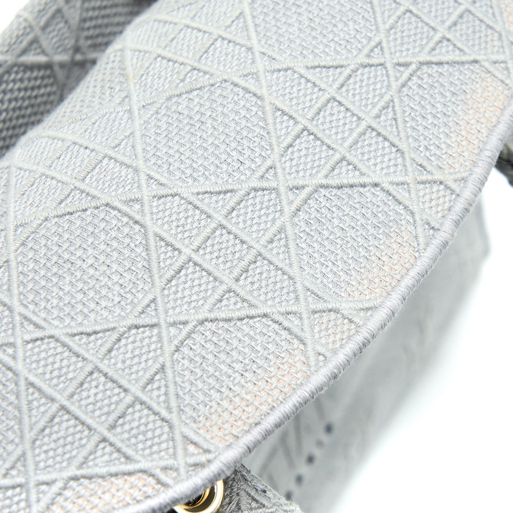 DIOR MEDIUM LADY D-LITE BAG CANNAGE EMBROIDERY GREY LGHW