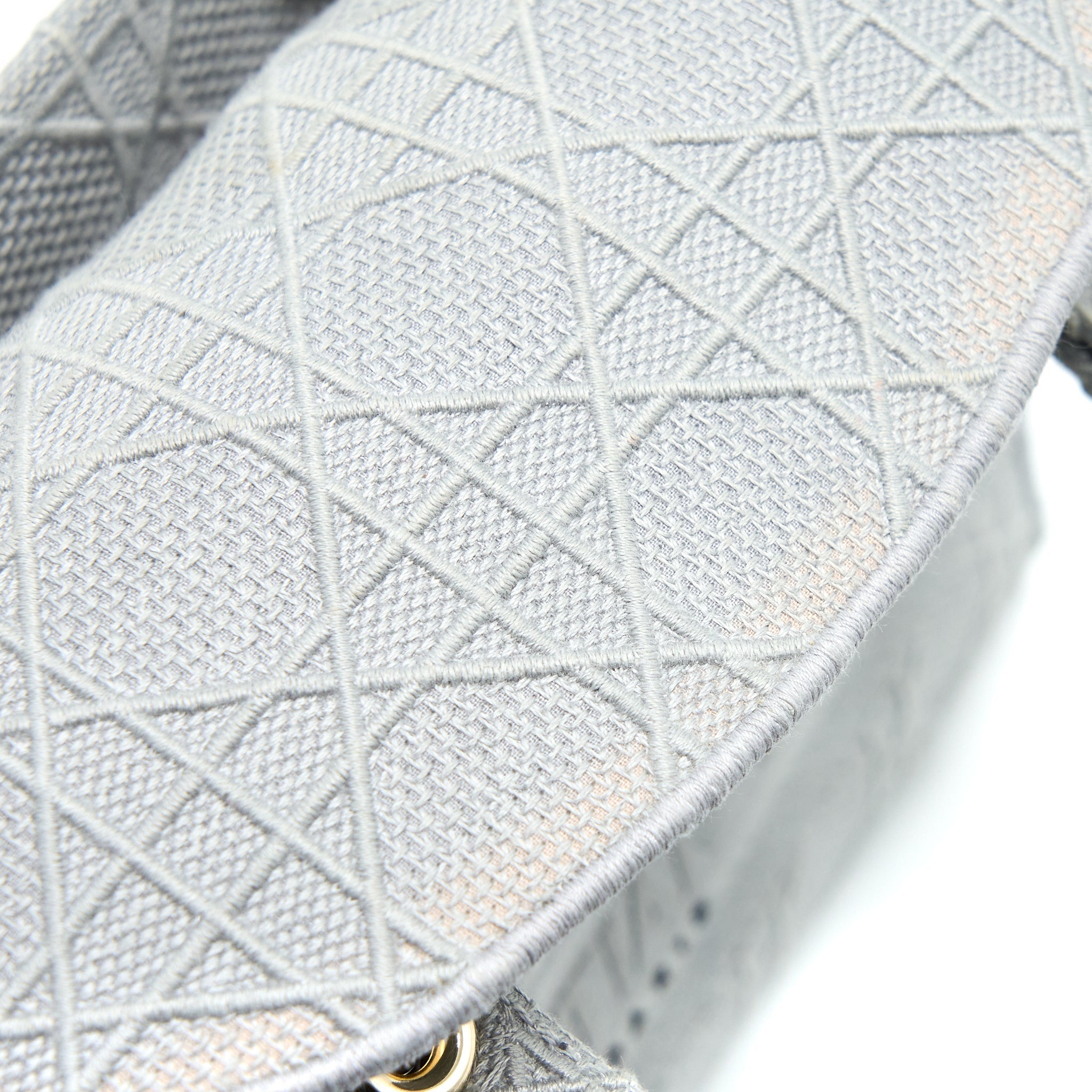 DIOR MEDIUM LADY D-LITE BAG CANNAGE EMBROIDERY GREY LGHW