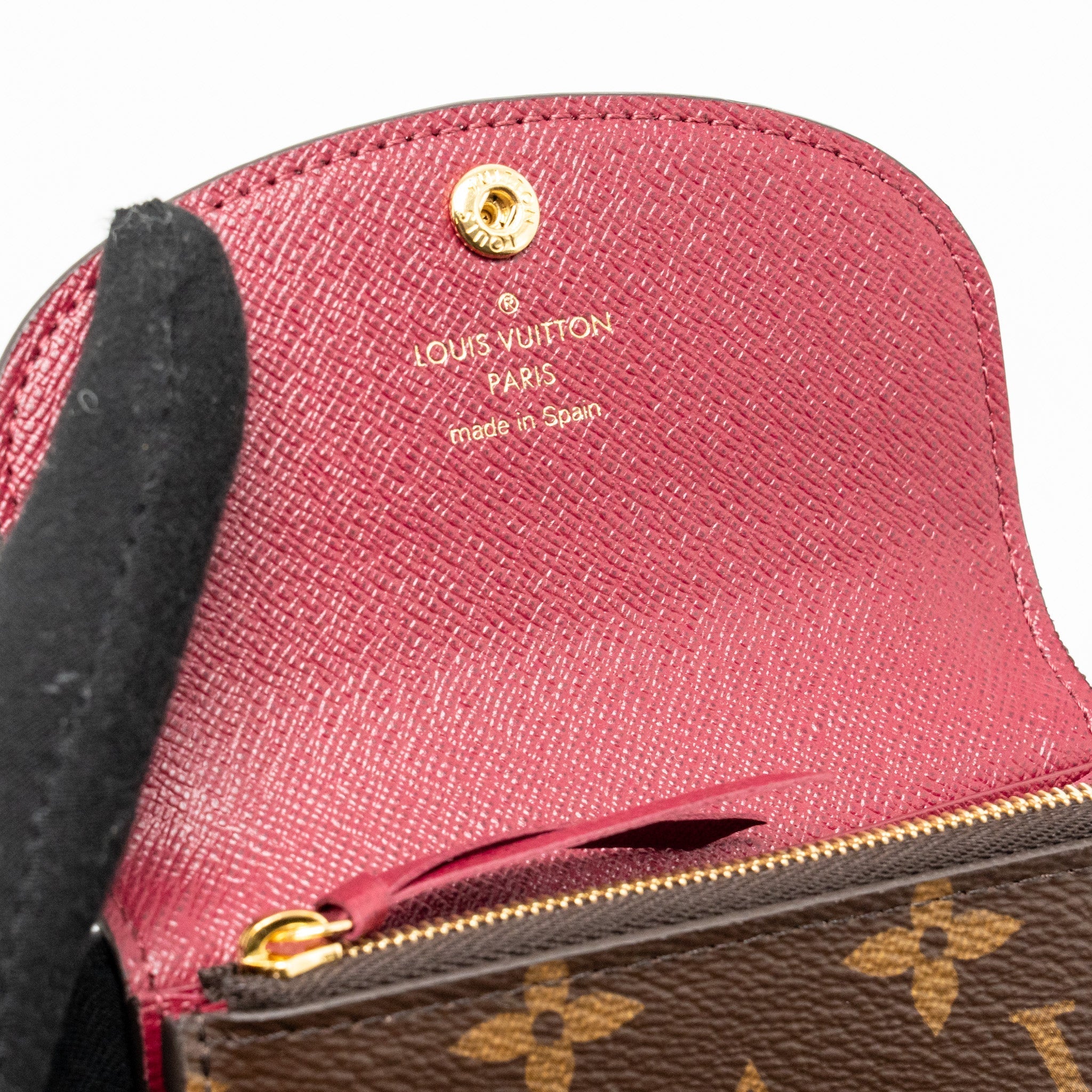 LOUIS VUITTON ROSALIE COIN PURSE MONOGRAM CANVAS FUCHSIA, KEY POUCH DAMIER EBENE GHW(SELL IN A SET)