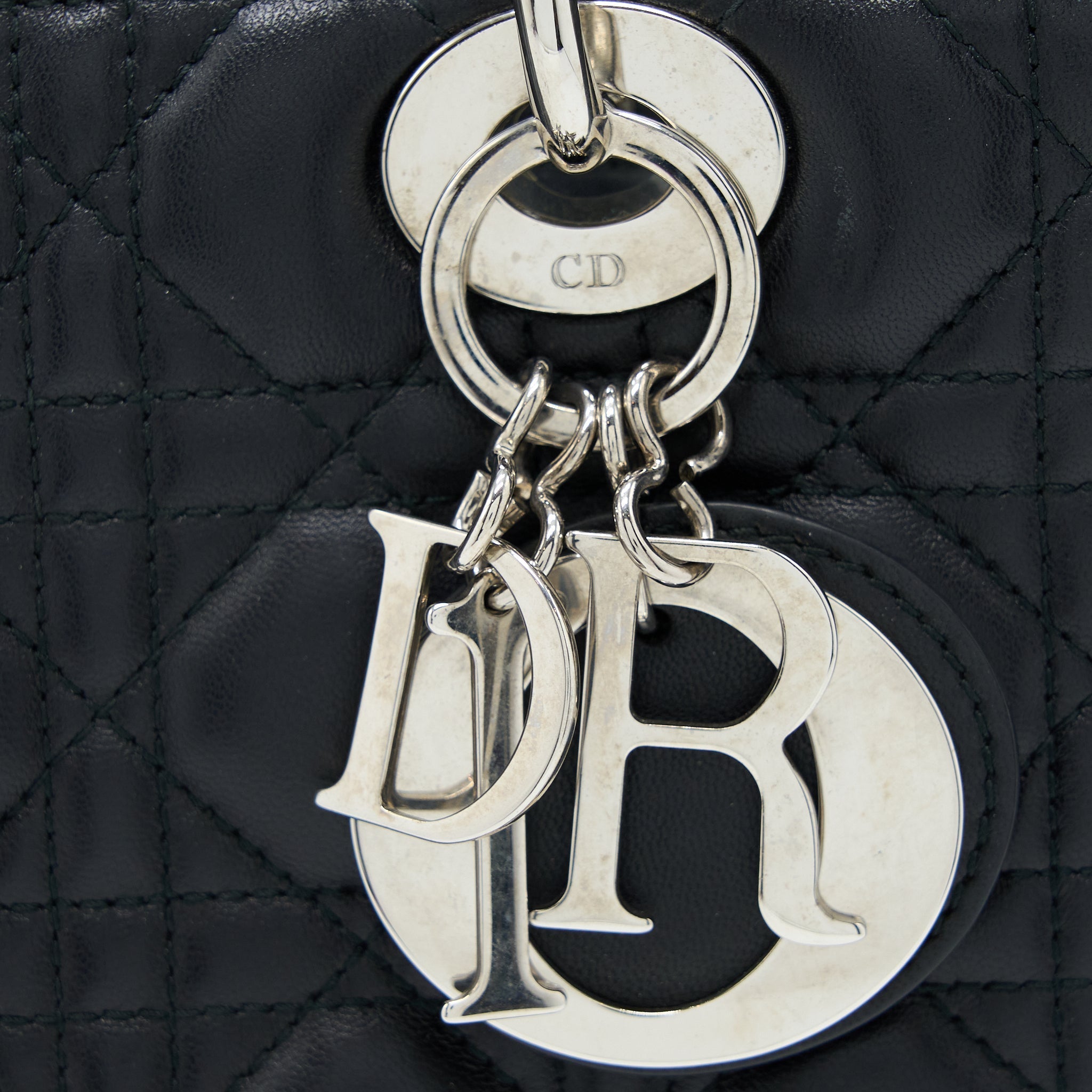 DIOR MEDIUM LADY DIOR LAMBSKIN BLACK SHW