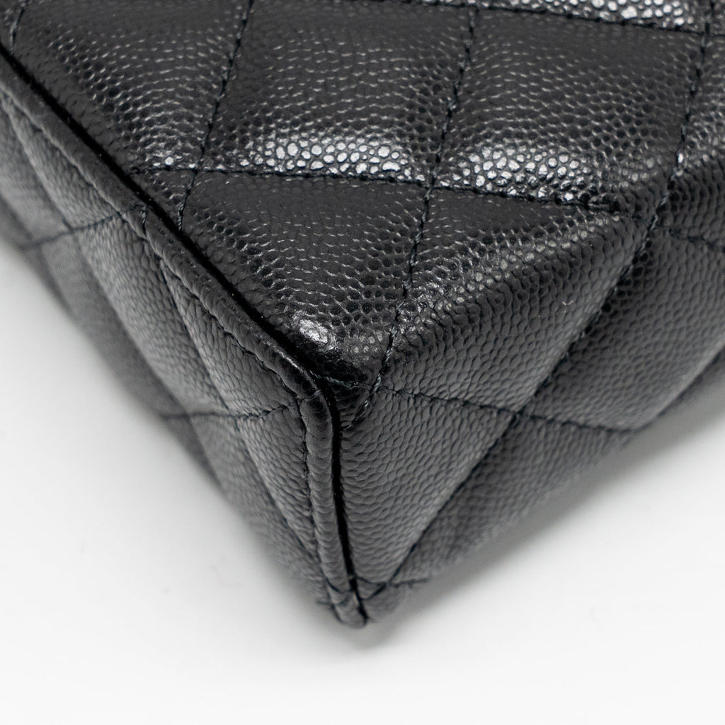 CHANEL 25P CC TOP HANDLE VANITY WITH CHAIN CAVIAR BLACK LGHW (MICROCHIP)