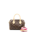 LOUIS VUITTON SPEEDY BANDOULIERE 20 MONOGRAM CANVAS WITH FUCHSIA STRAP GHW
