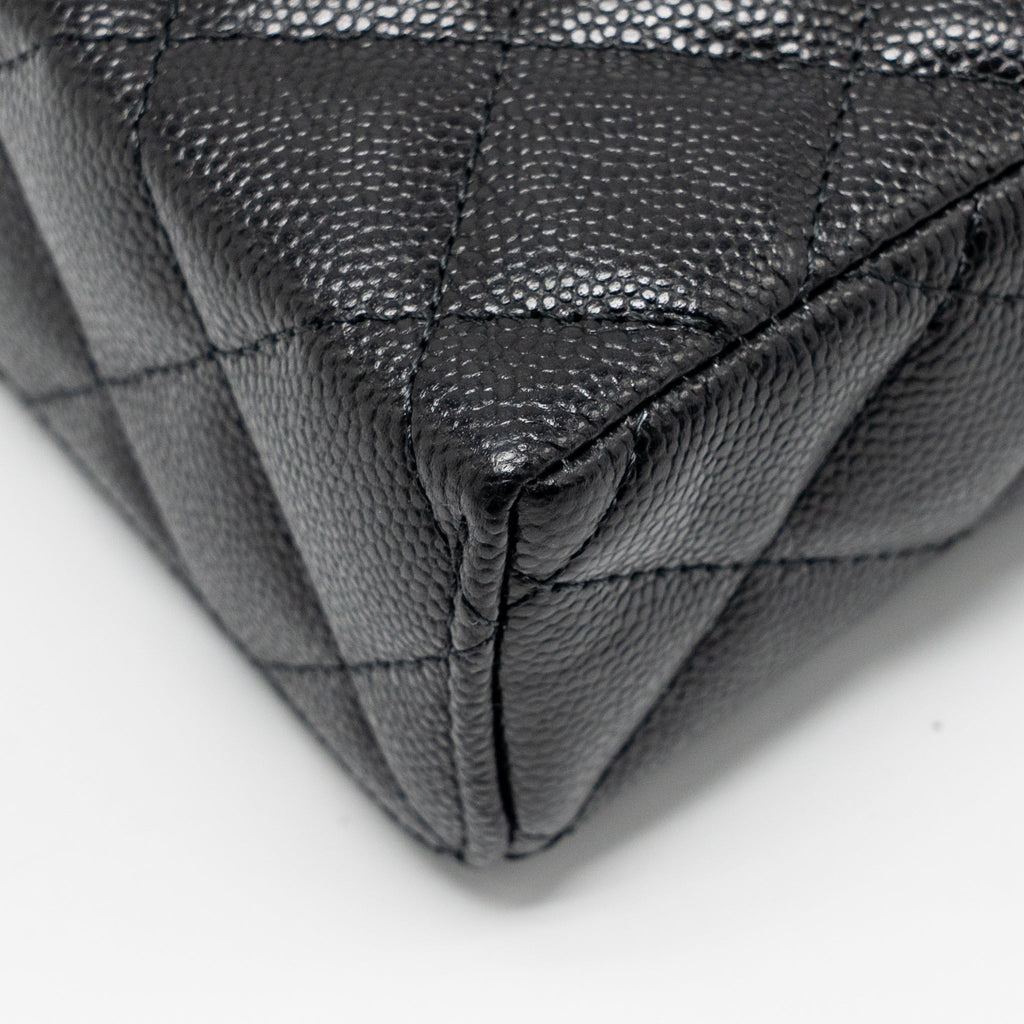 CHANEL 25P CC TOP HANDLE VANITY WITH CHAIN CAVIAR BLACK LGHW (MICROCHIP)