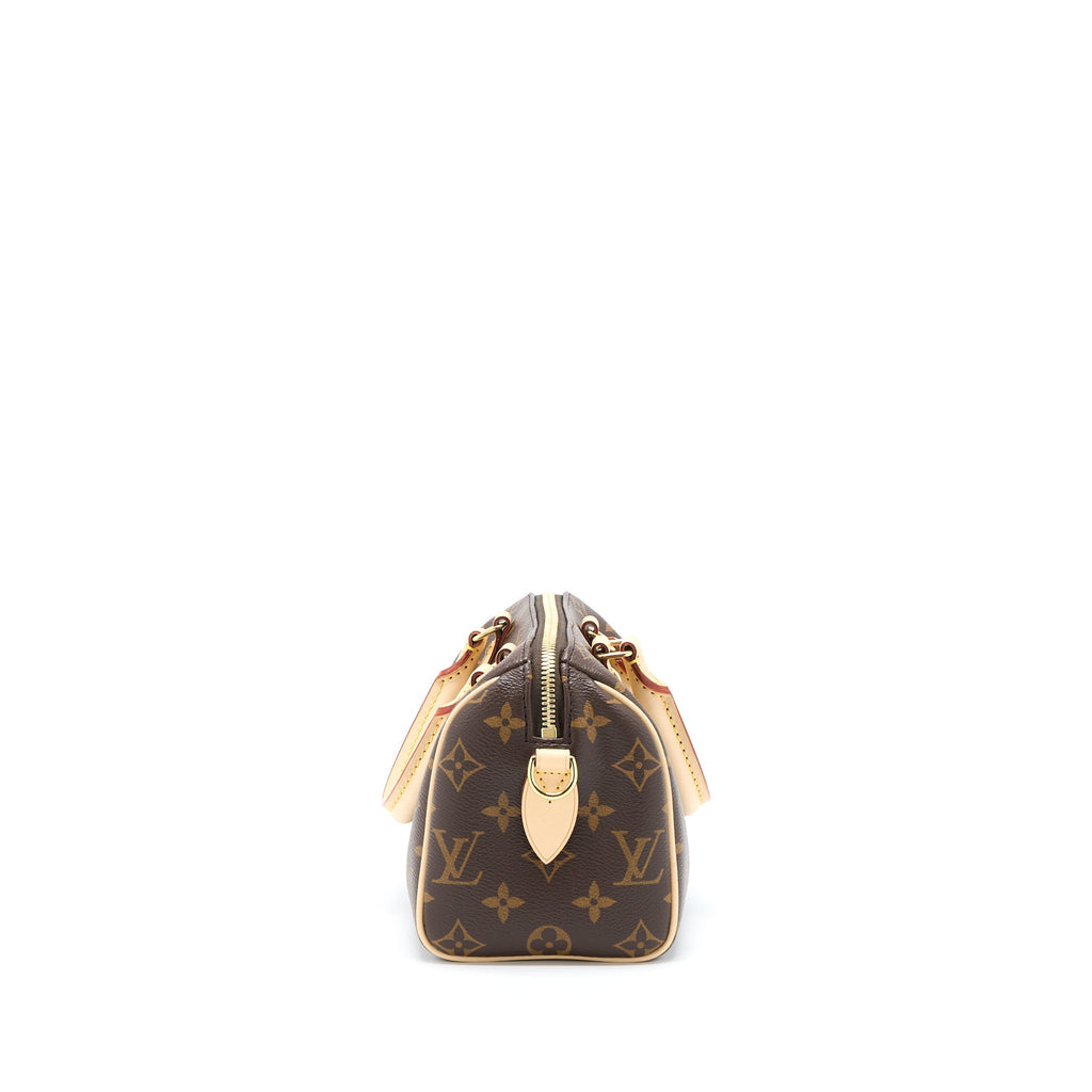 LOUIS VUITTON SPEEDY BANDOULIERE 20 MONOGRAM CANVAS WITH FUCHSIA STRAP GHW