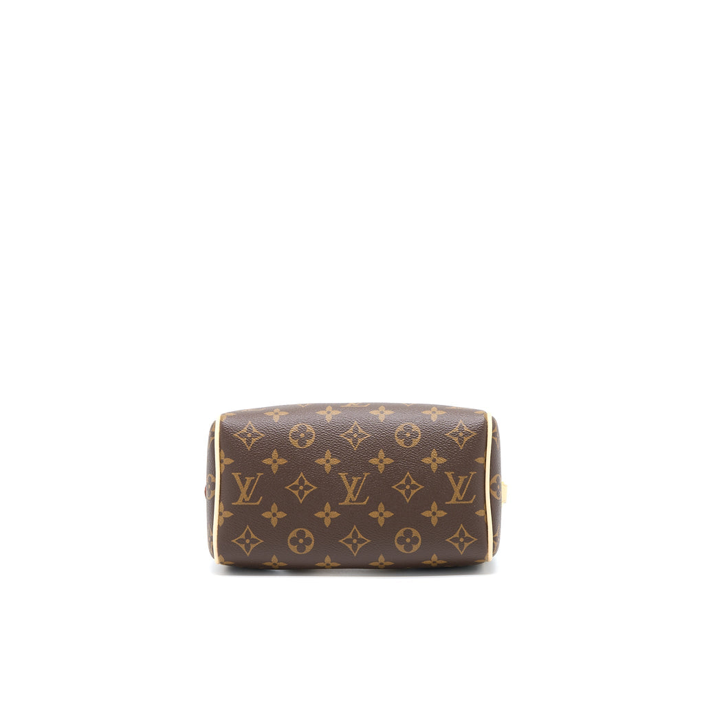 LOUIS VUITTON SPEEDY BANDOULIERE 20 MONOGRAM CANVAS WITH FUCHSIA STRAP GHW