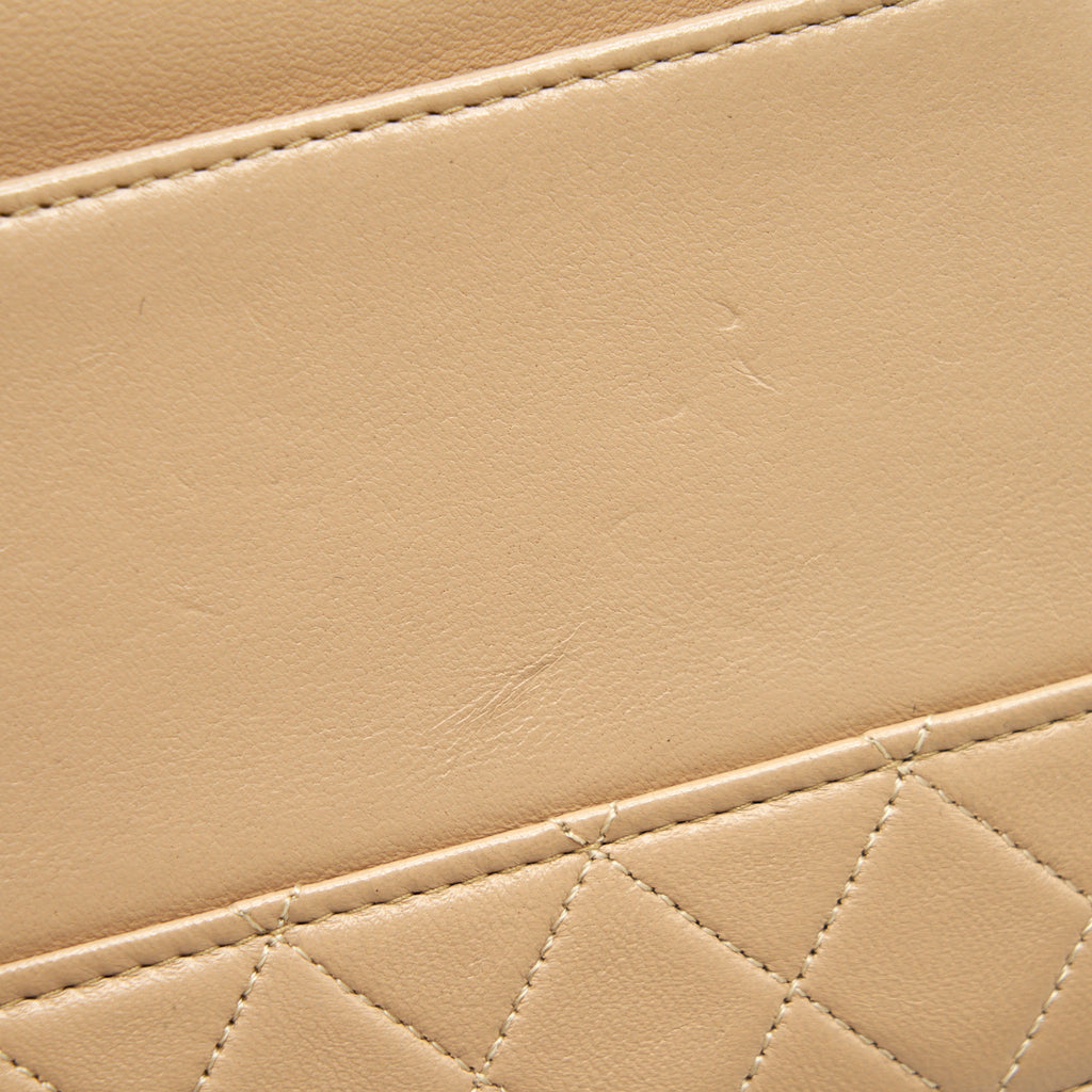 CHANEL VINTAGE SINGLE FLAP BAG CROSS BODY LAMBSKIN BEIGE GHW