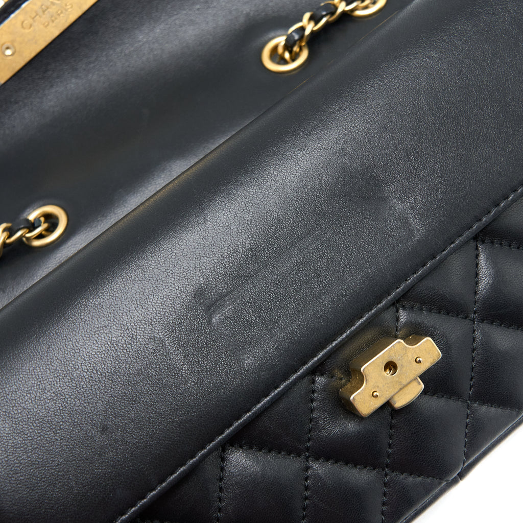 CHANEL SMALL ENAMEL CC FLAP BAG LAMBSKIN BLACK GHW