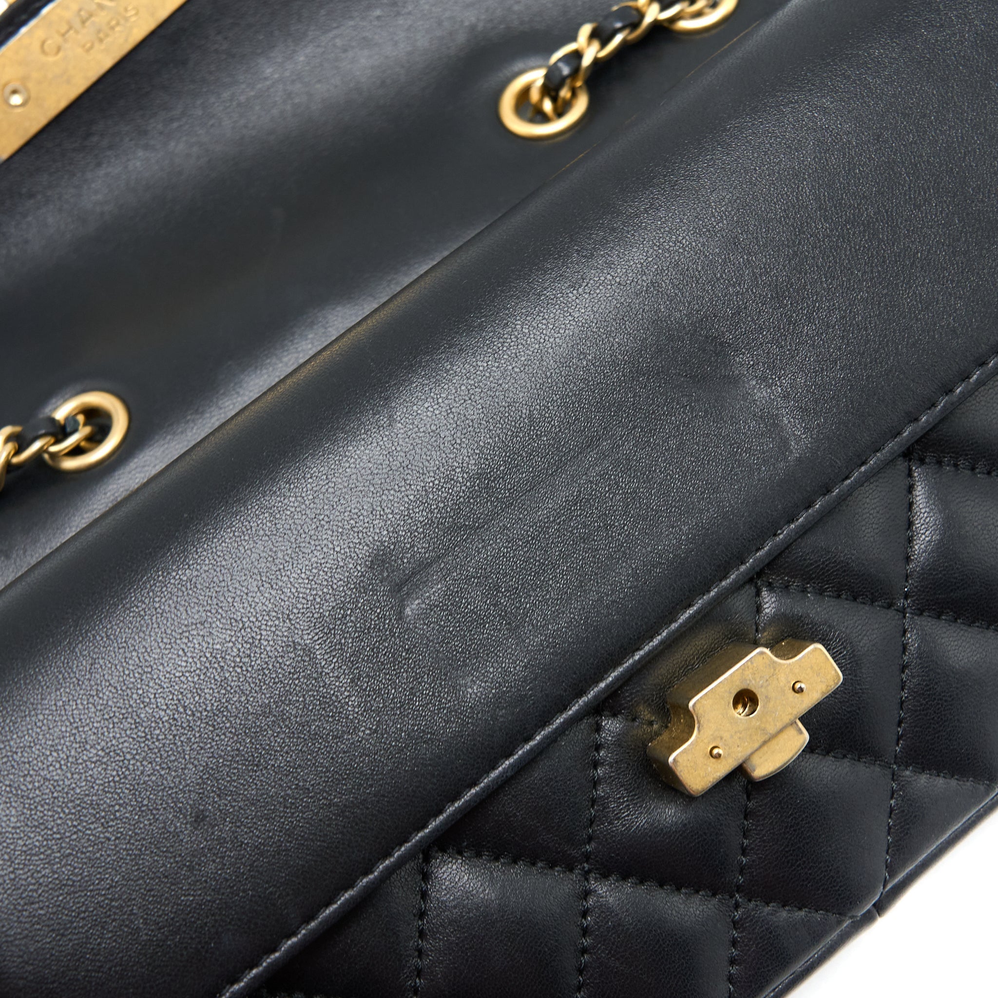 CHANEL SMALL ENAMEL CC FLAP BAG LAMBSKIN BLACK GHW