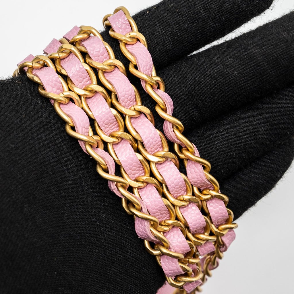CHANEL LETTER TOP HANDLE LONG VANITY WITH CHAIN CAVIAR PINK GHW