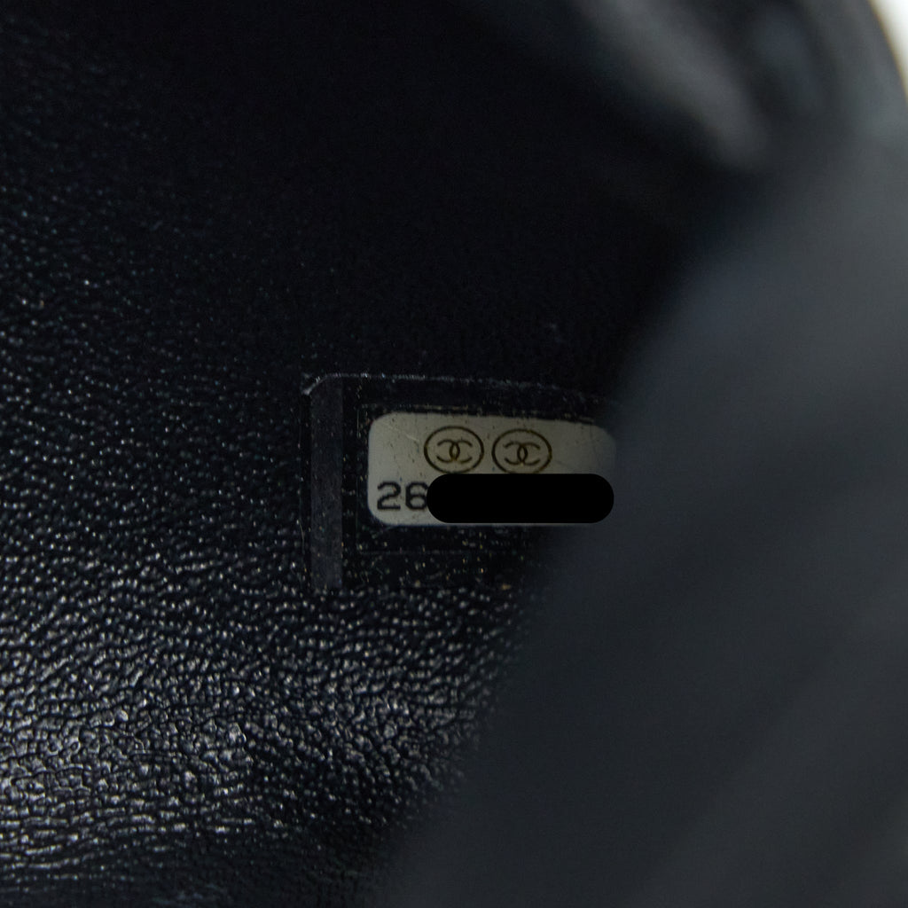CHANEL SMALL ENAMEL CC FLAP BAG LAMBSKIN BLACK GHW