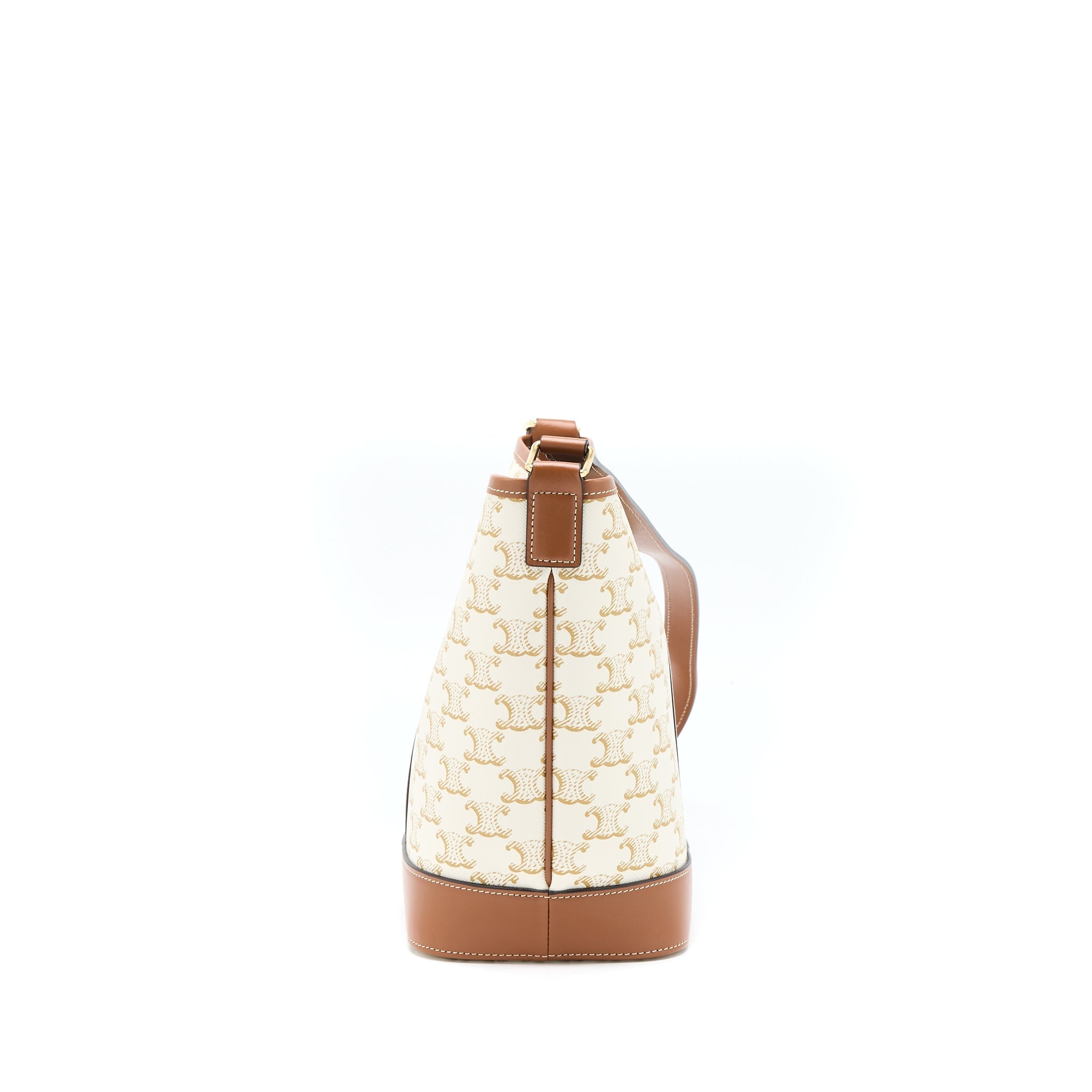 CELINE SMALL BUCKET BAG TRIOMPHE CANVAS/CALFSKIN WHITE
