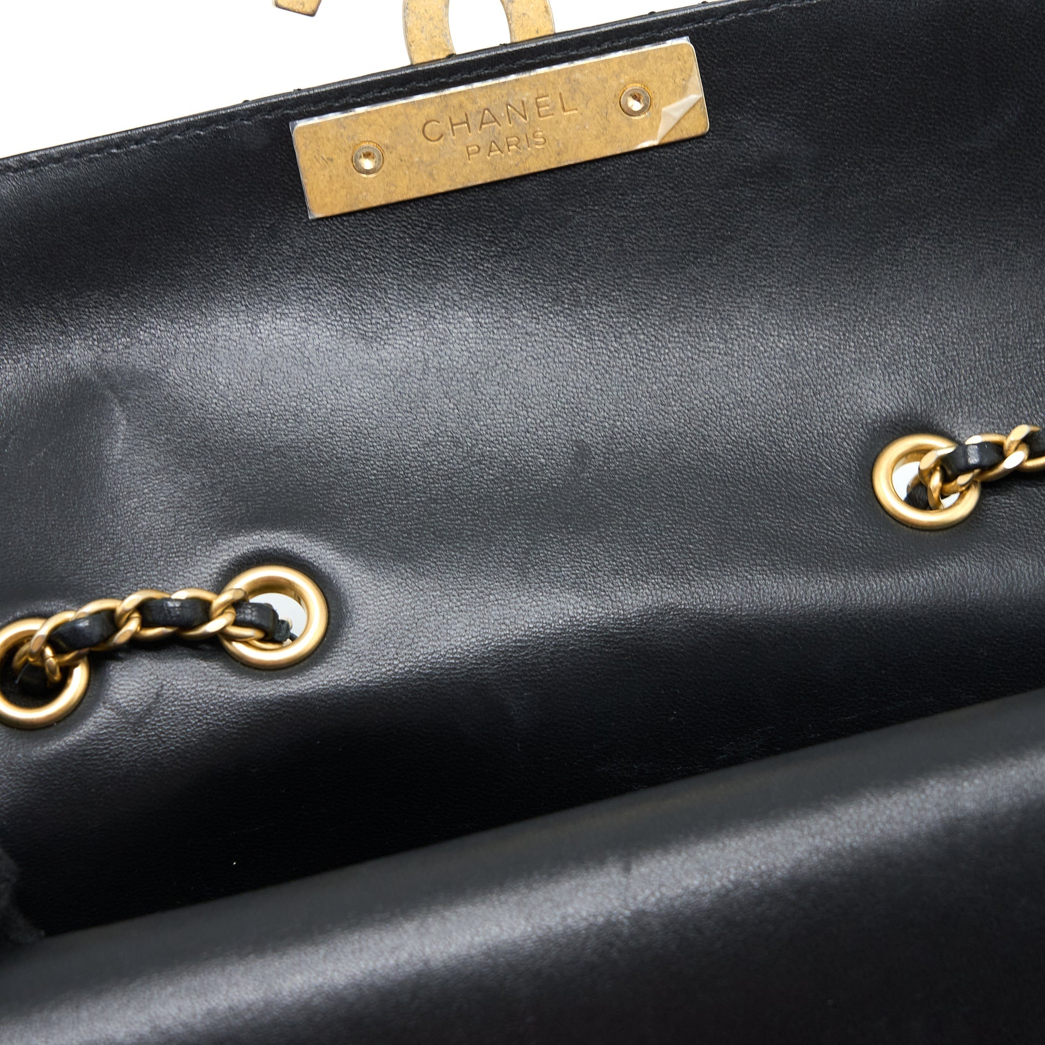 CHANEL SMALL ENAMEL CC FLAP BAG LAMBSKIN BLACK GHW