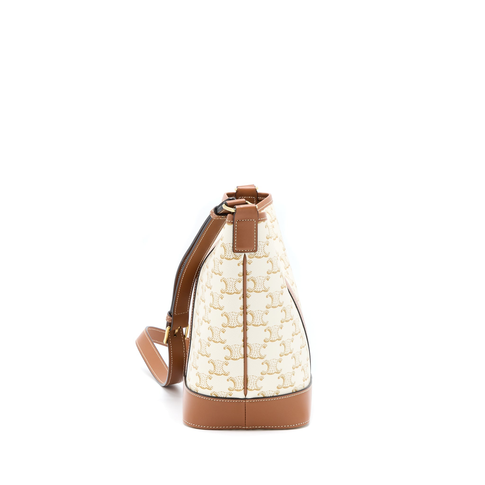 CELINE SMALL BUCKET BAG TRIOMPHE CANVAS/CALFSKIN WHITE