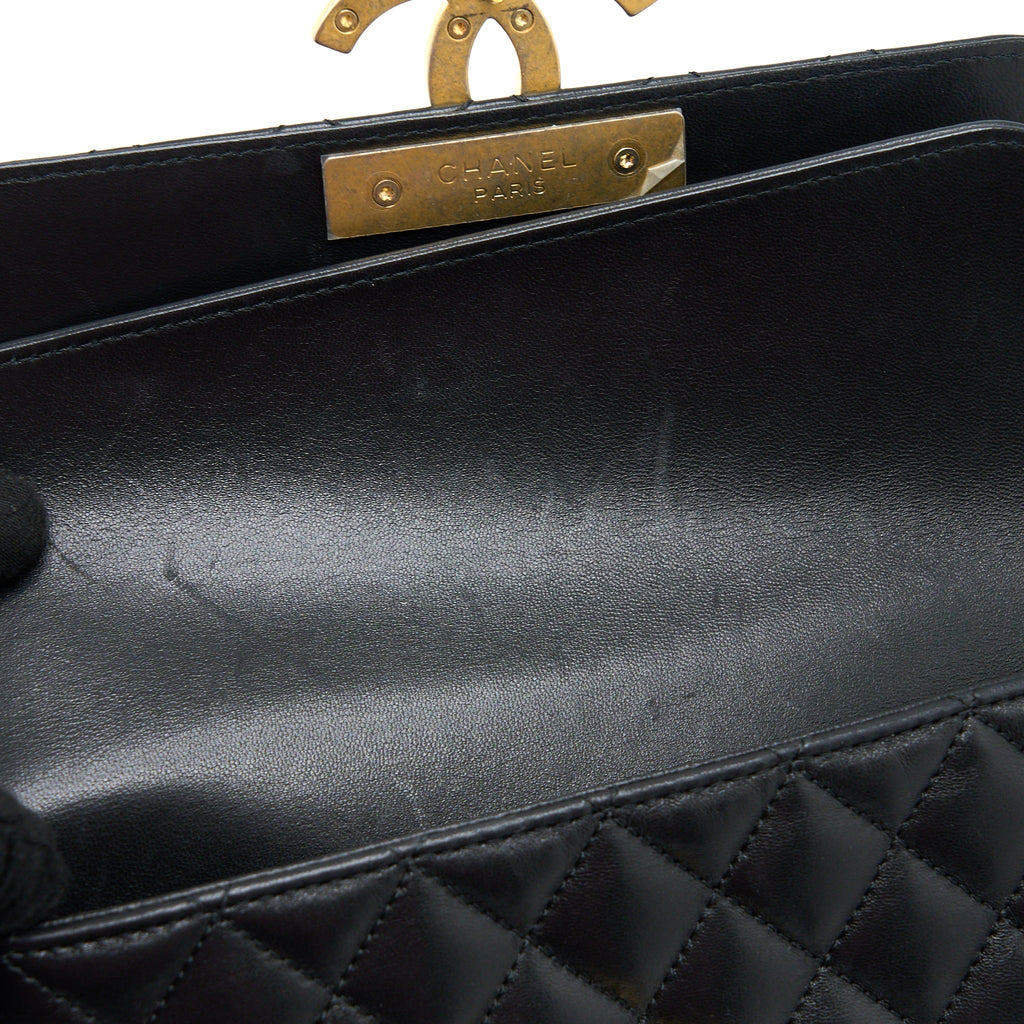 CHANEL SMALL ENAMEL CC FLAP BAG LAMBSKIN BLACK GHW