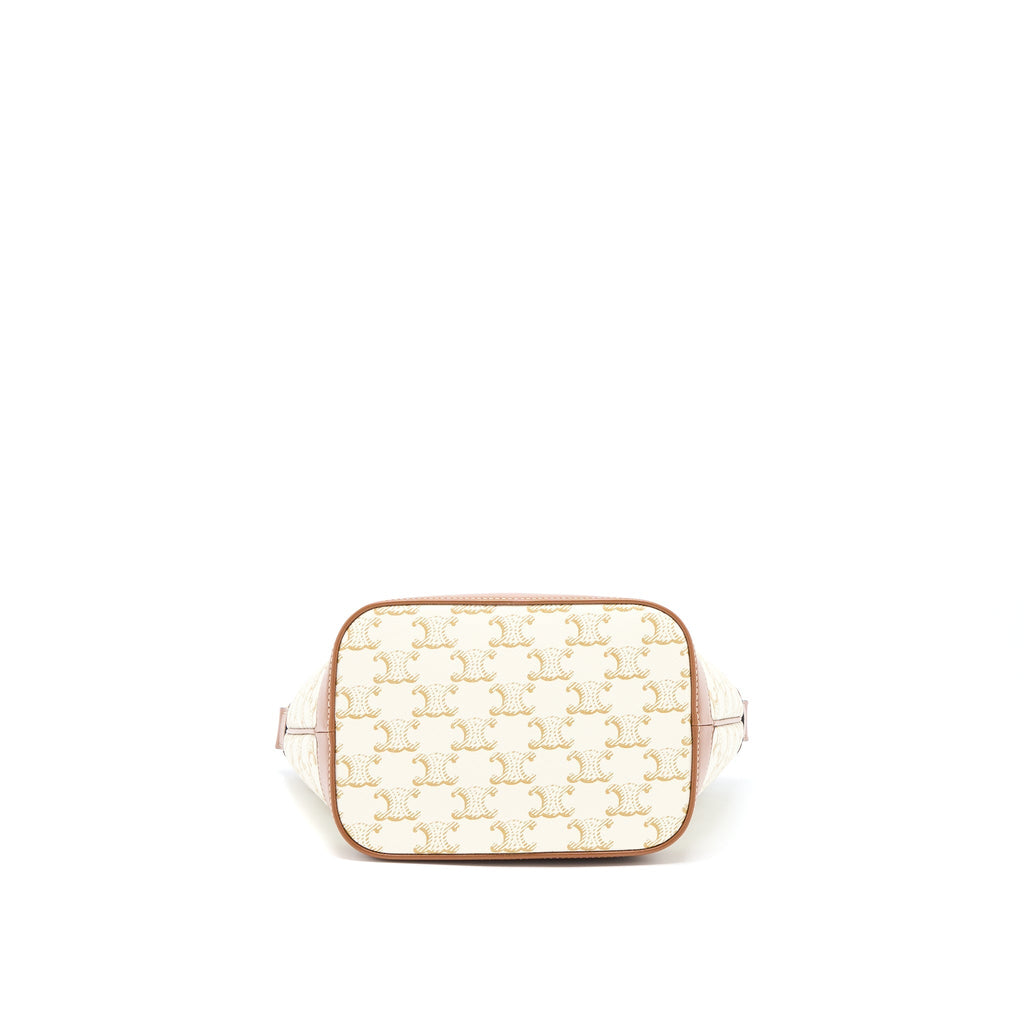 CELINE SMALL BUCKET BAG TRIOMPHE CANVAS/CALFSKIN WHITE