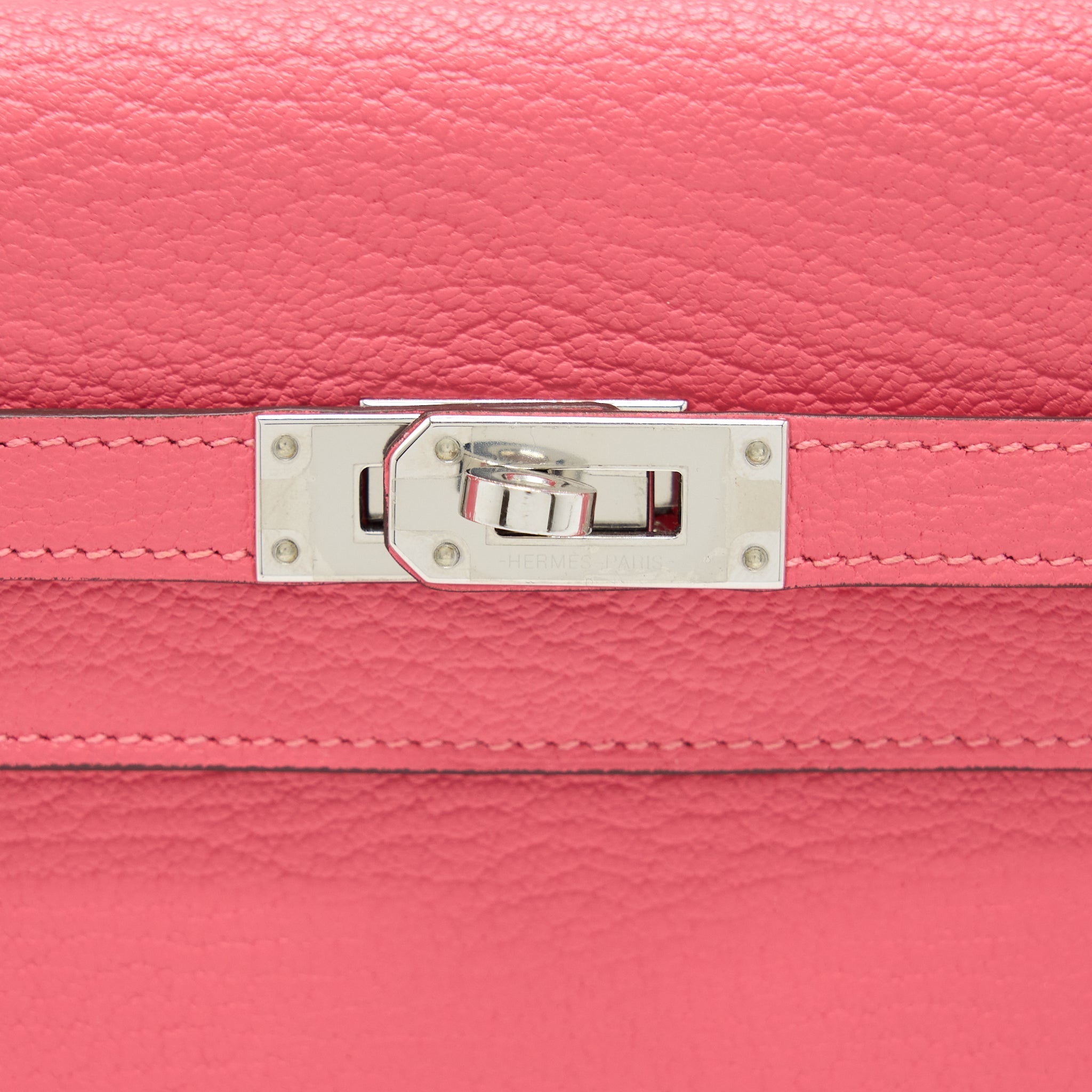 HERMES KELLY LONG WALLET CHEVRE MYSORE PINK SHW