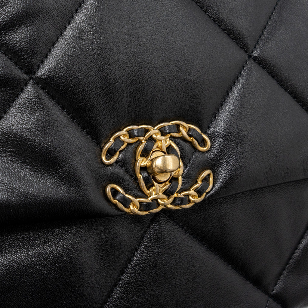 CHANEL MEDIUM 19 BAG LAMBSKIN BLACK MULTICOLOUR HARDWARE(MICROCHIP)