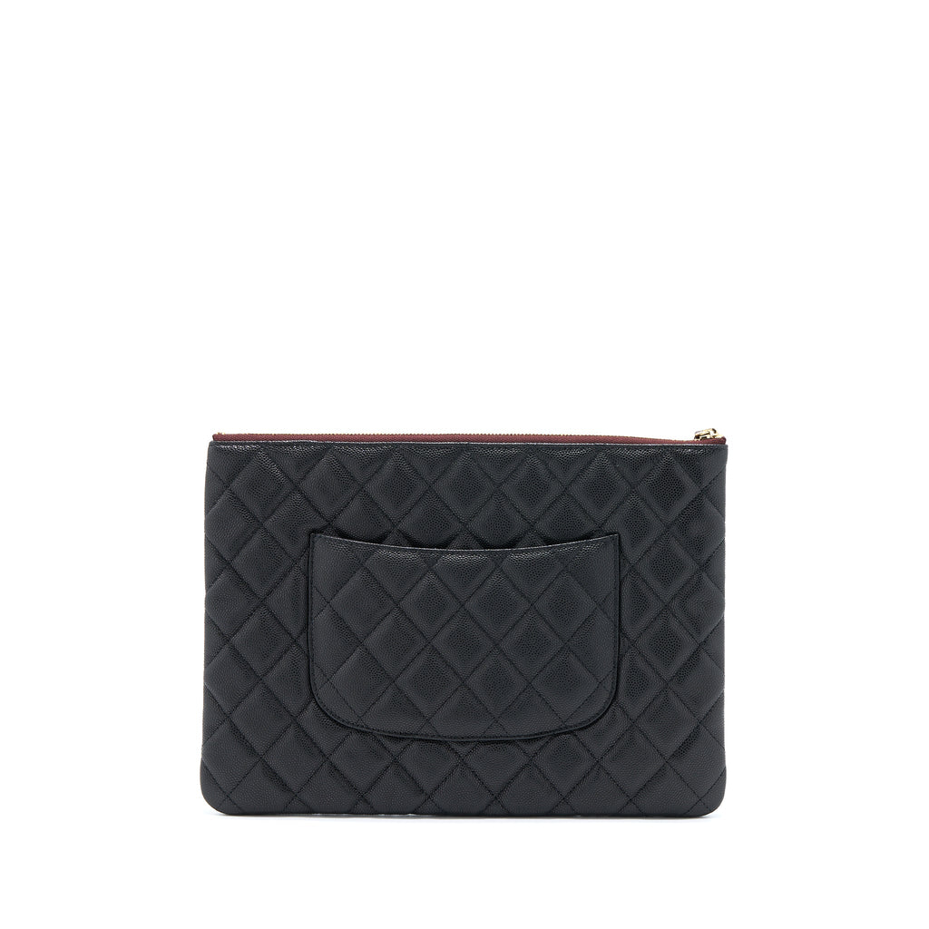 CHANEL O CASE POUCH CAVIAR BLACK LGHW