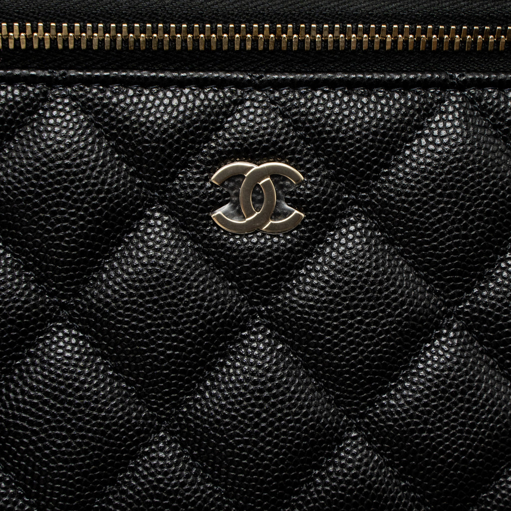 CHANEL LONG VANITY WITH CHAIN CAVIAR BLACK LGHW (MICROCHIP)
