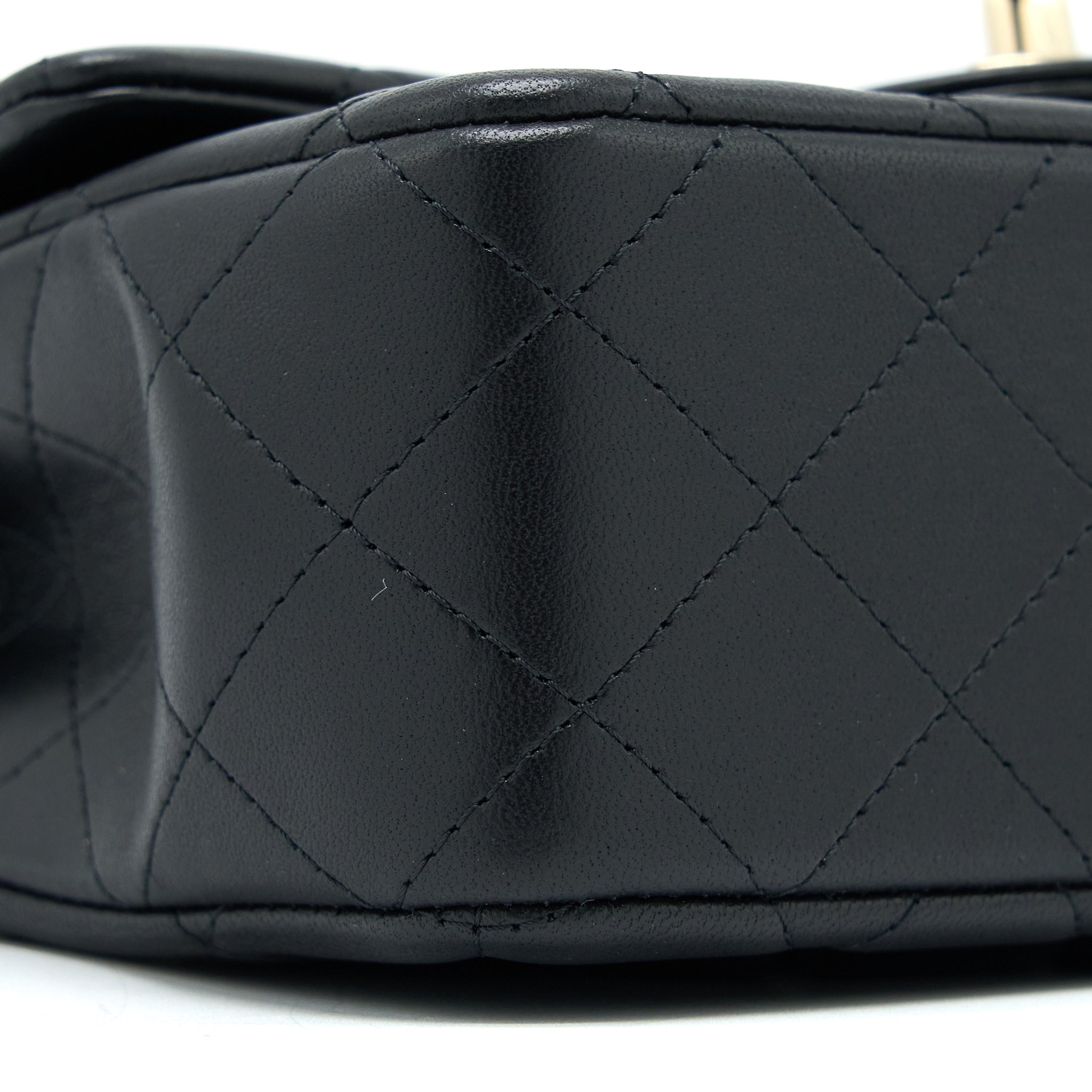 CHANEL TOP HANDLE MINI RECTANGULAR FLAP BAG LAMBSKIN BLACK LGHW (MICROCHIP)