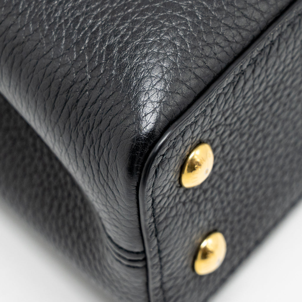 LOUIS VUITTON CAPUCINES MINI TAURILLON BLACK GHW
