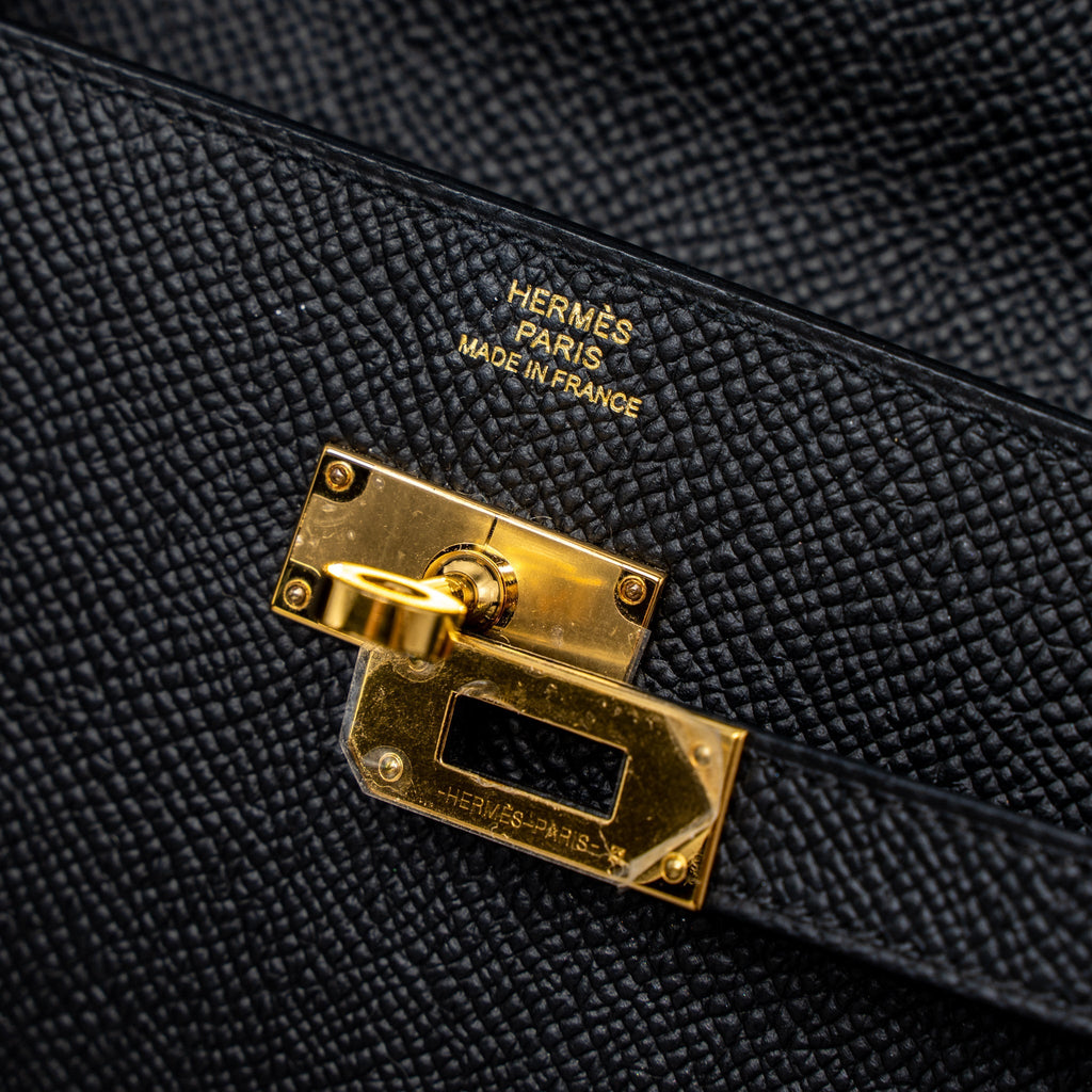 HERMES CLASSIC KELLY TO GO EPSOM BLACK GHW